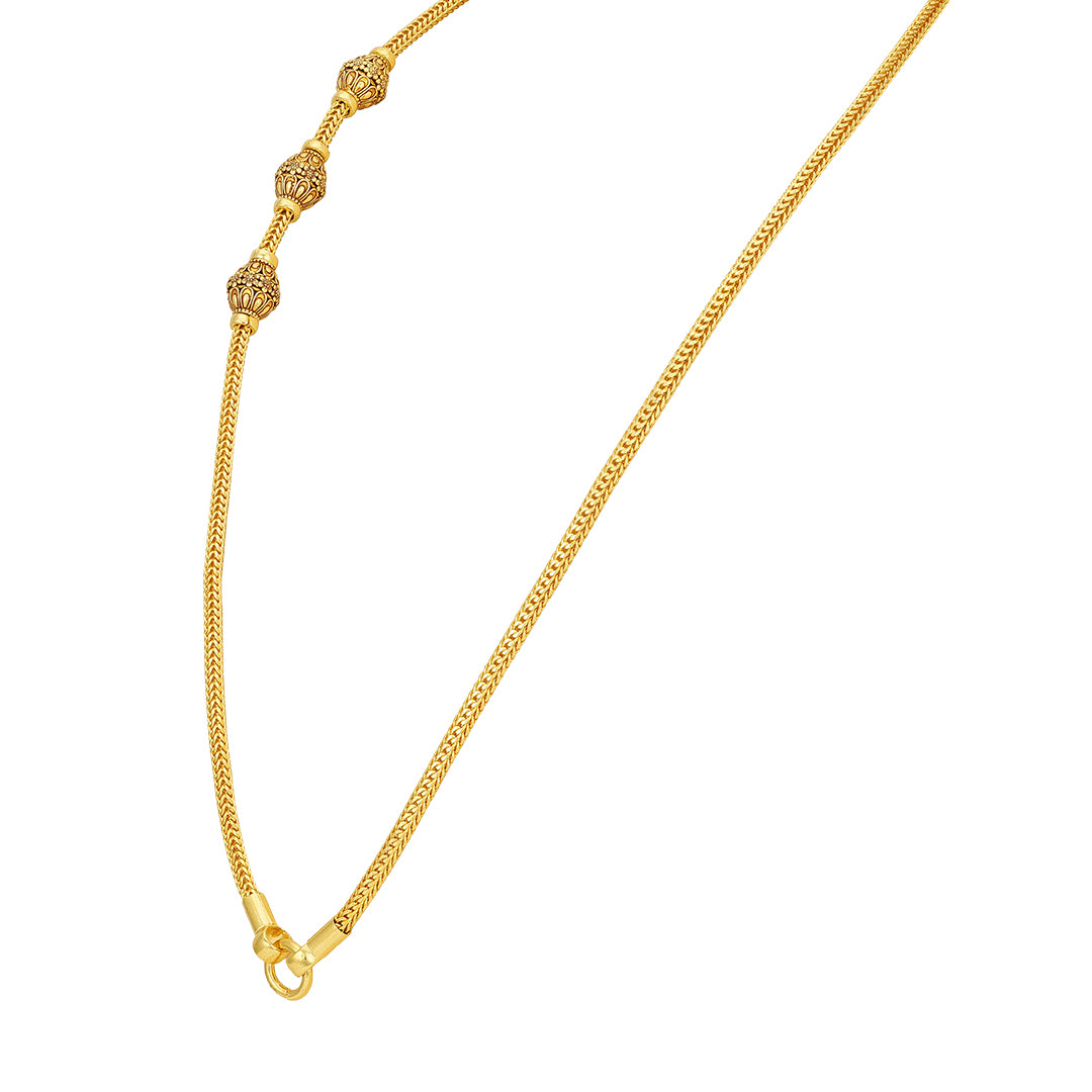 Temple Style Mugappu Bead 925 Sterling Silver Thali Chain for Women