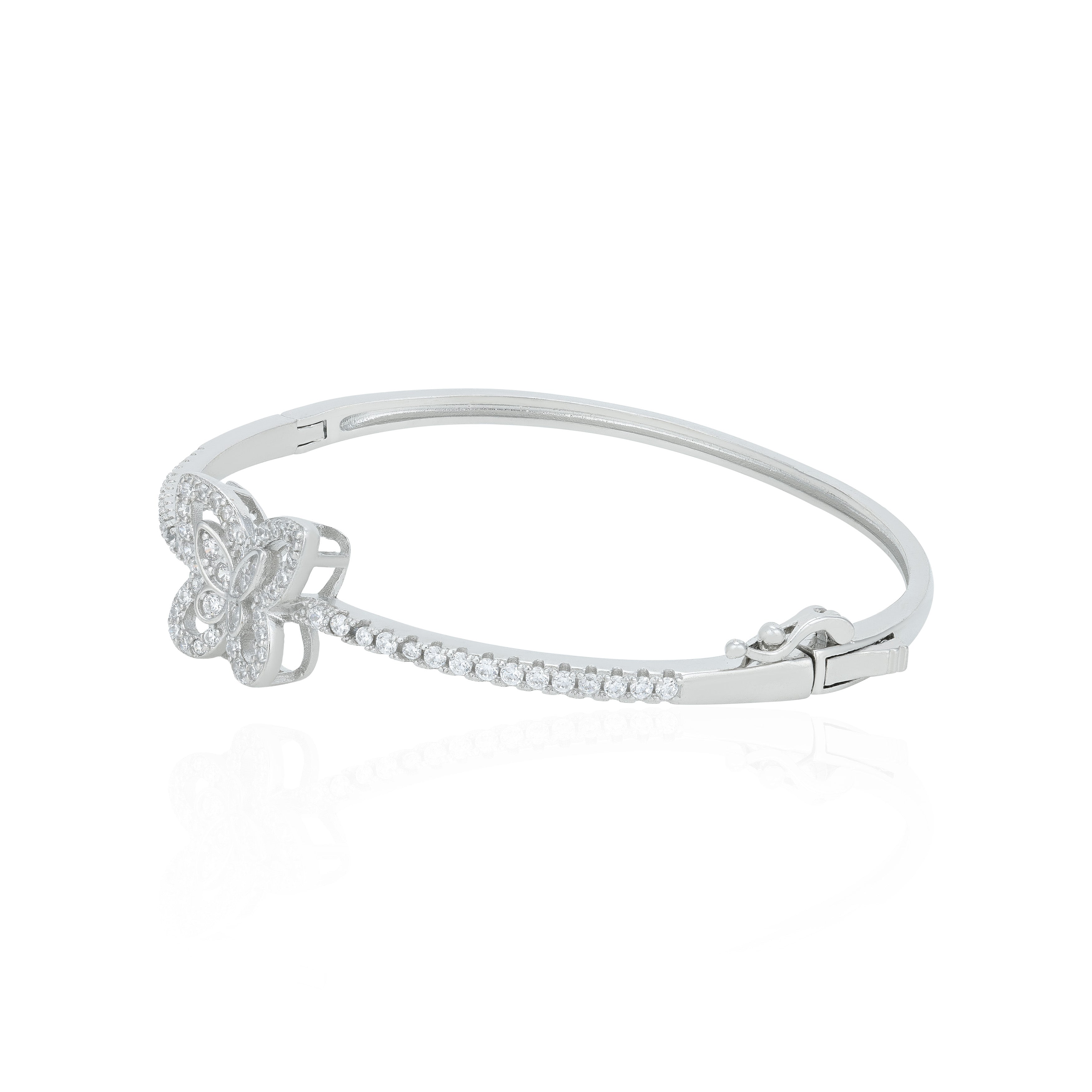Timeless Butterfly Zircon Motif 925 Sterling Silver Kada for Women