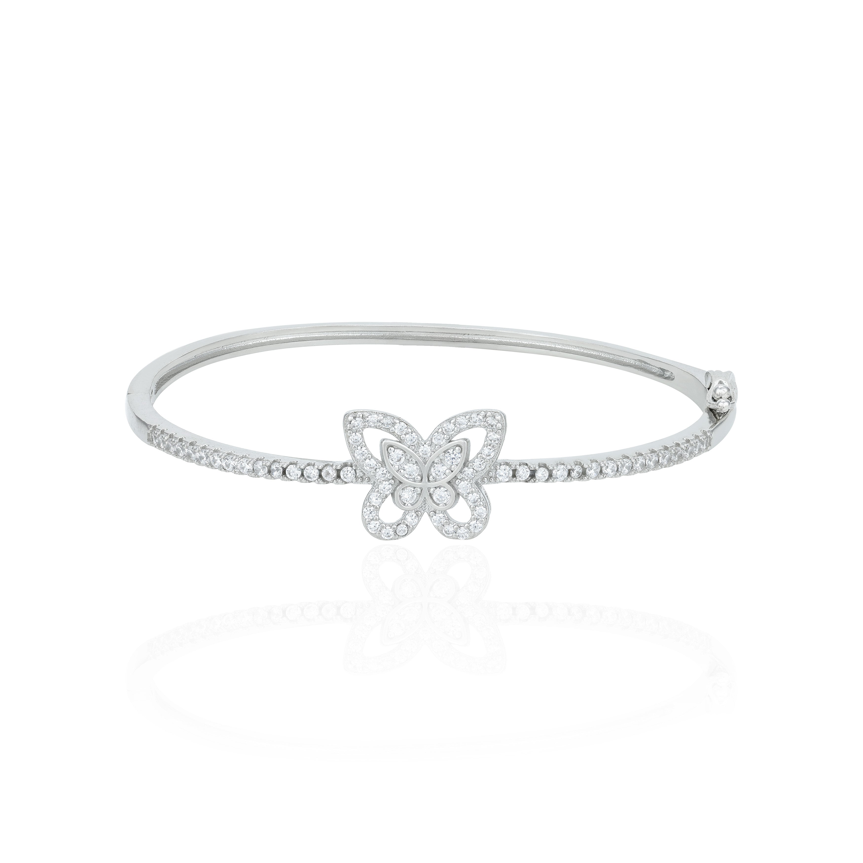 Timeless Butterfly Zircon Motif 925 Sterling Silver Kada for Women