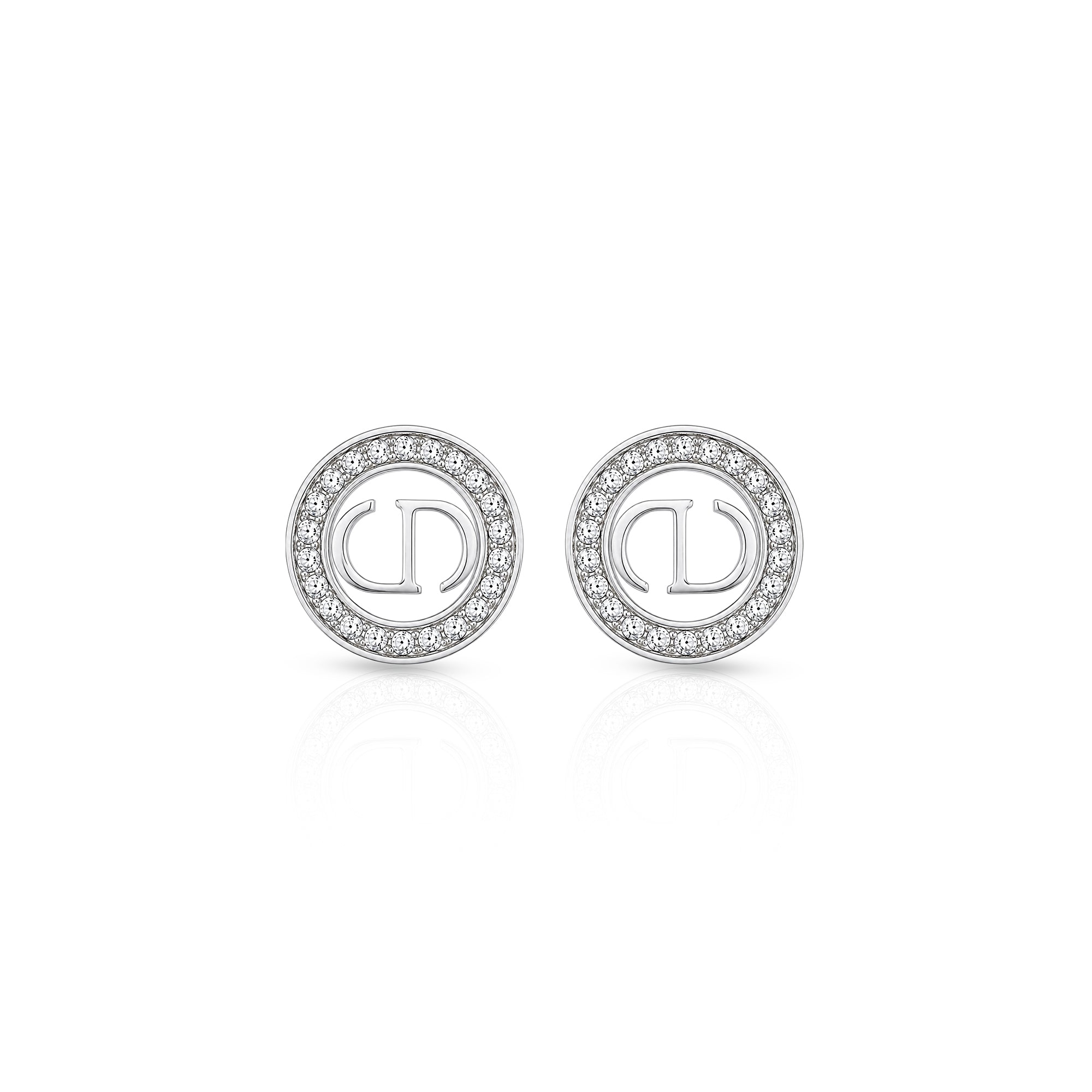 Timeless Clair De Lune Accent Circle 925 Sterling Silver Stud for Women