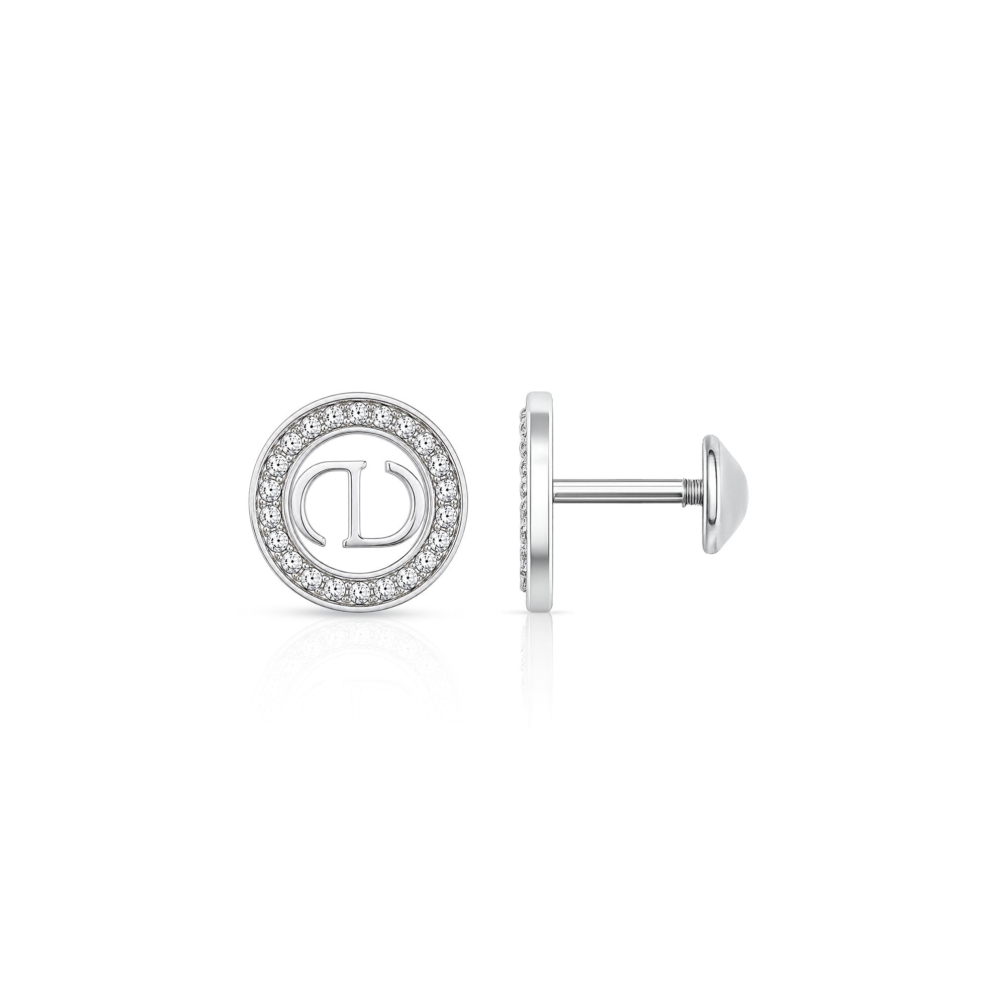 Timeless Clair De Lune Accent Circle 925 Sterling Silver Stud for Women