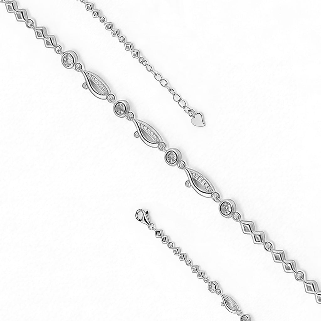 Silver chain necklace on a white background