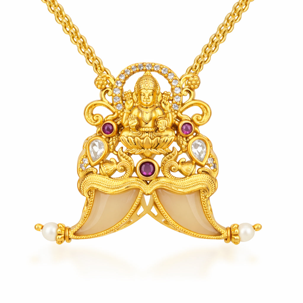 Traditional South Indian Goddess Lakshmi 925 Sterling Silver Pendant