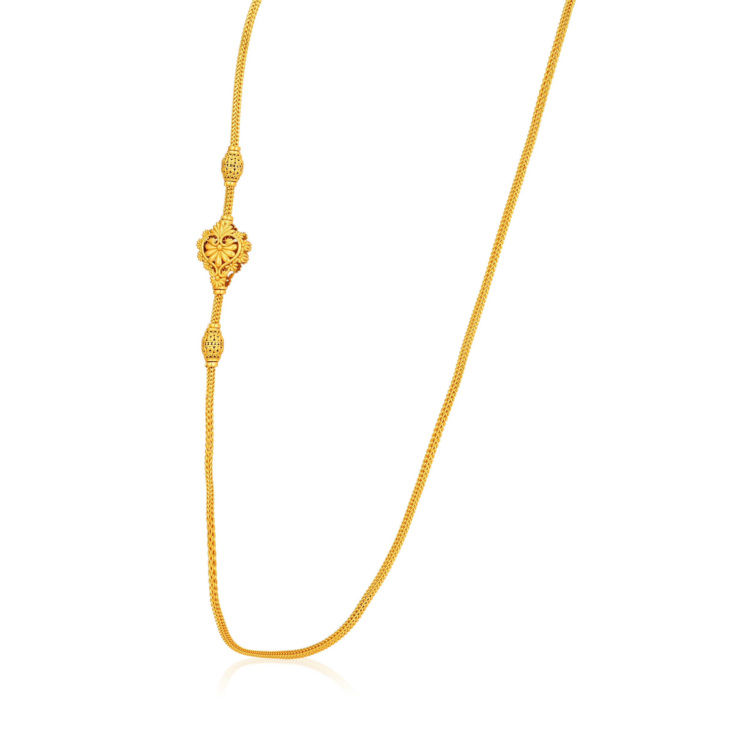 Traditional Floral Heart Mugappu 925 Sterling Silver Thali Chain for Women