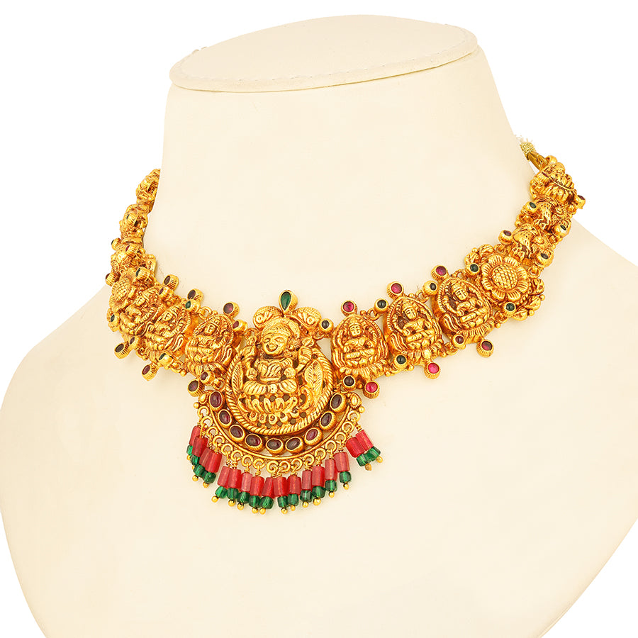 Traditional Nakshi 925 Sterling Silver Lakshmi Motif Necklace for women