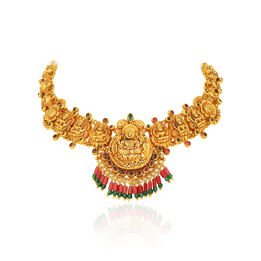 Traditional Nakshi 925 Sterling Silver Lakshmi Motif Necklace for women