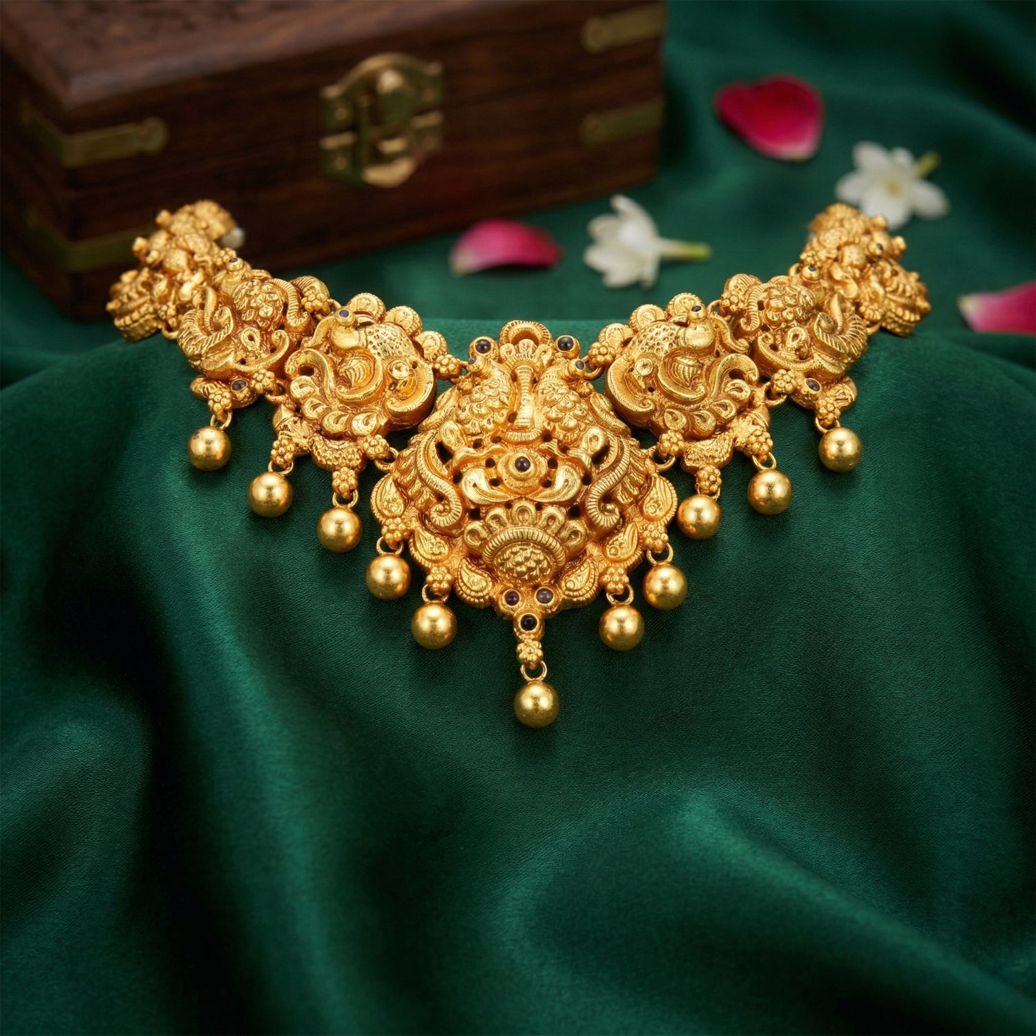 Traditional Peacock Motif Accent 925 Sterling Silver Gold Drop Necklace for Women