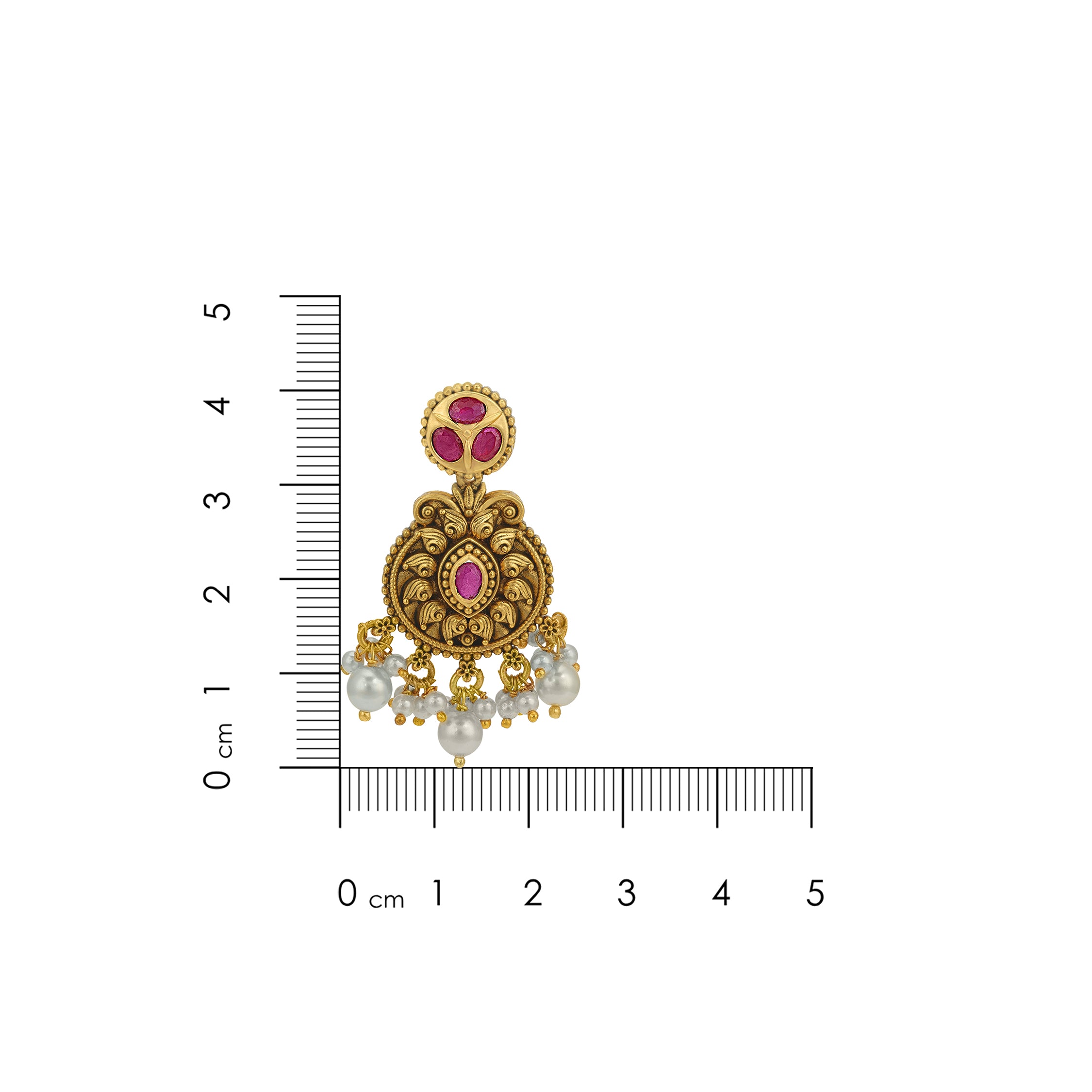 Traditional Temple Pearl Drop 925 Sterling Silver Pink Stone Earring for women