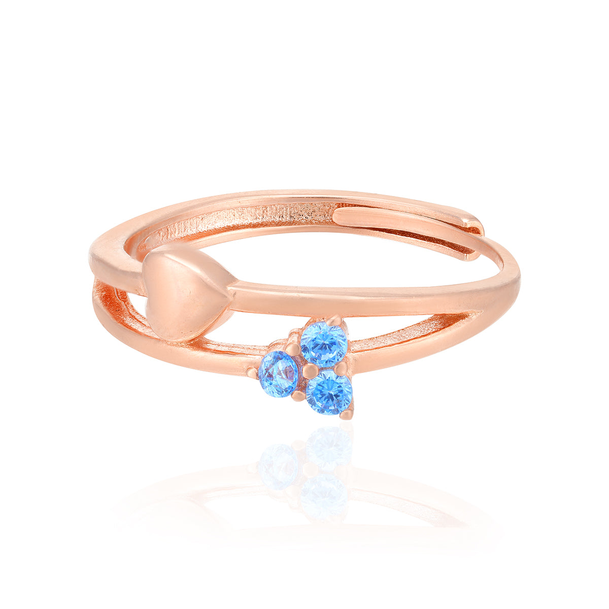 Tranquil Blue Stone 925 Rose Gold Solitary Heart Ring