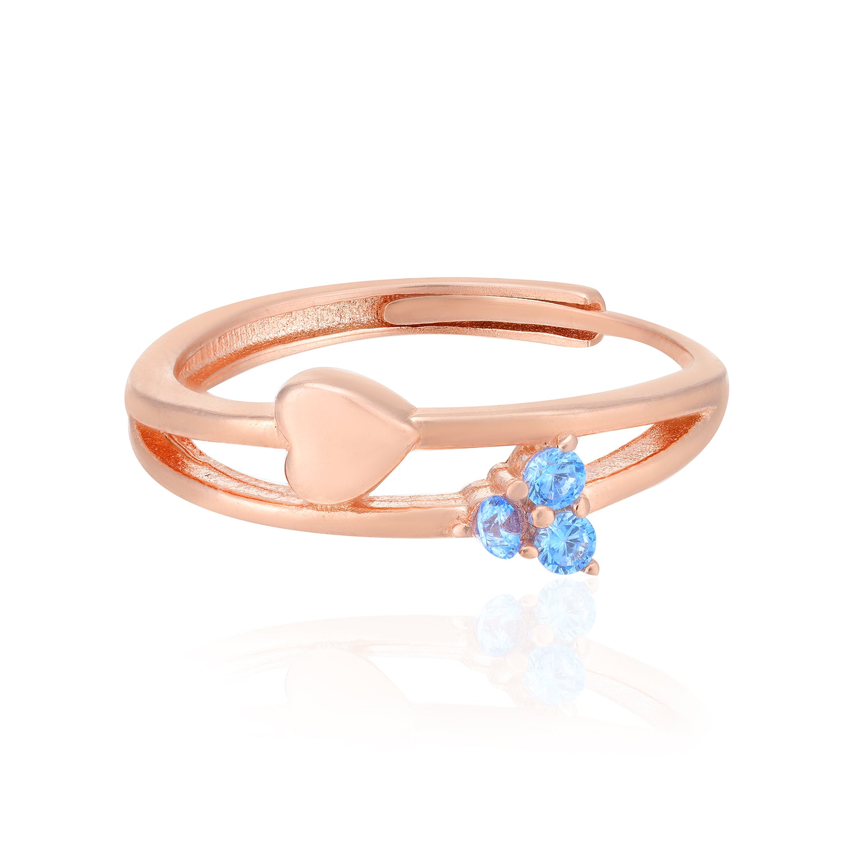 Tranquil Blue Stone Rose Gold Plated Solitary Heart Ring