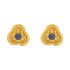 Tri Fold Petal Blue Stone 925 Gold Plated Earrings