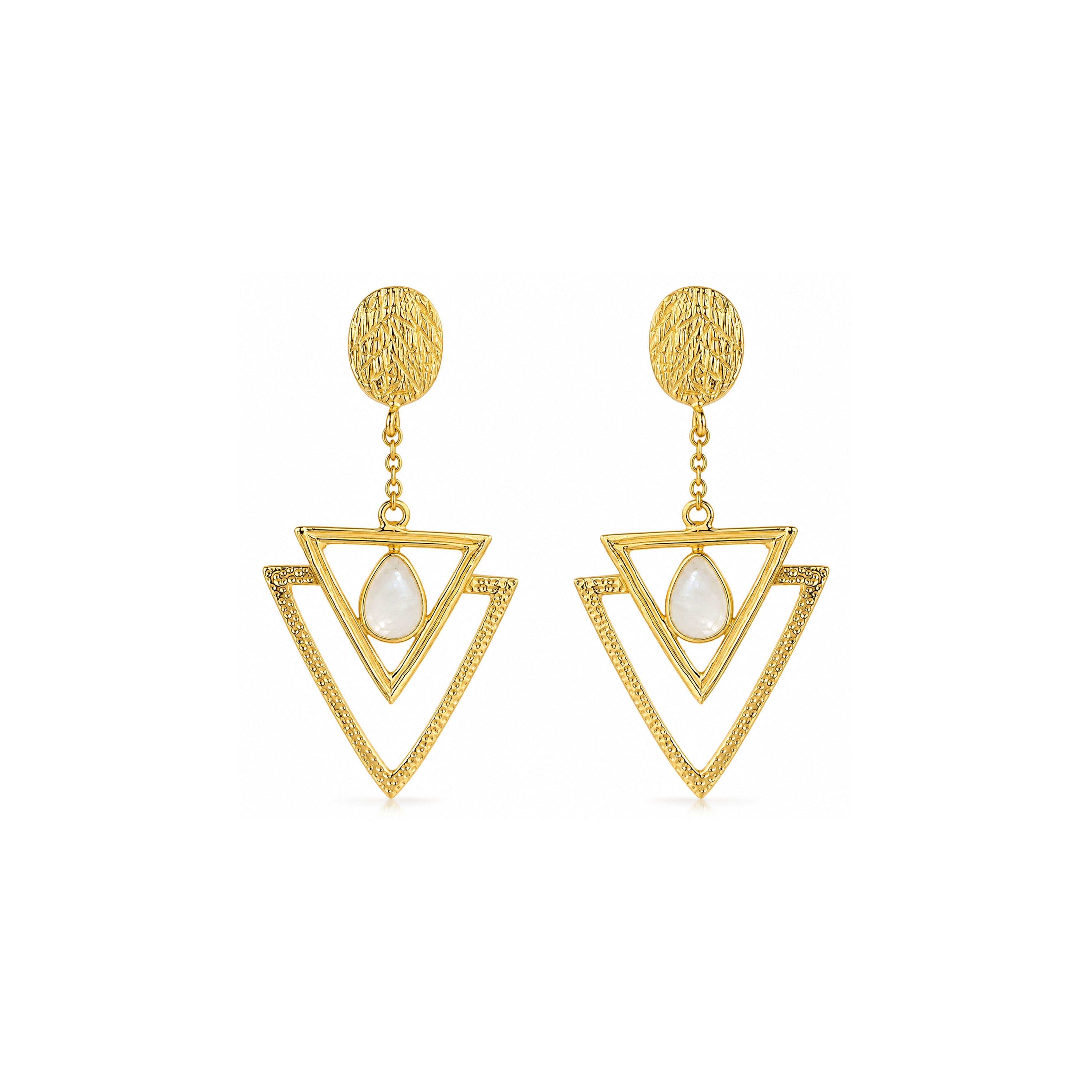 Triangle Double Grace 925 Sterling Silver Dangle Earrings