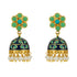 Turquoise 925 Gold Plated Pearl Drop Jhumka Earrings
