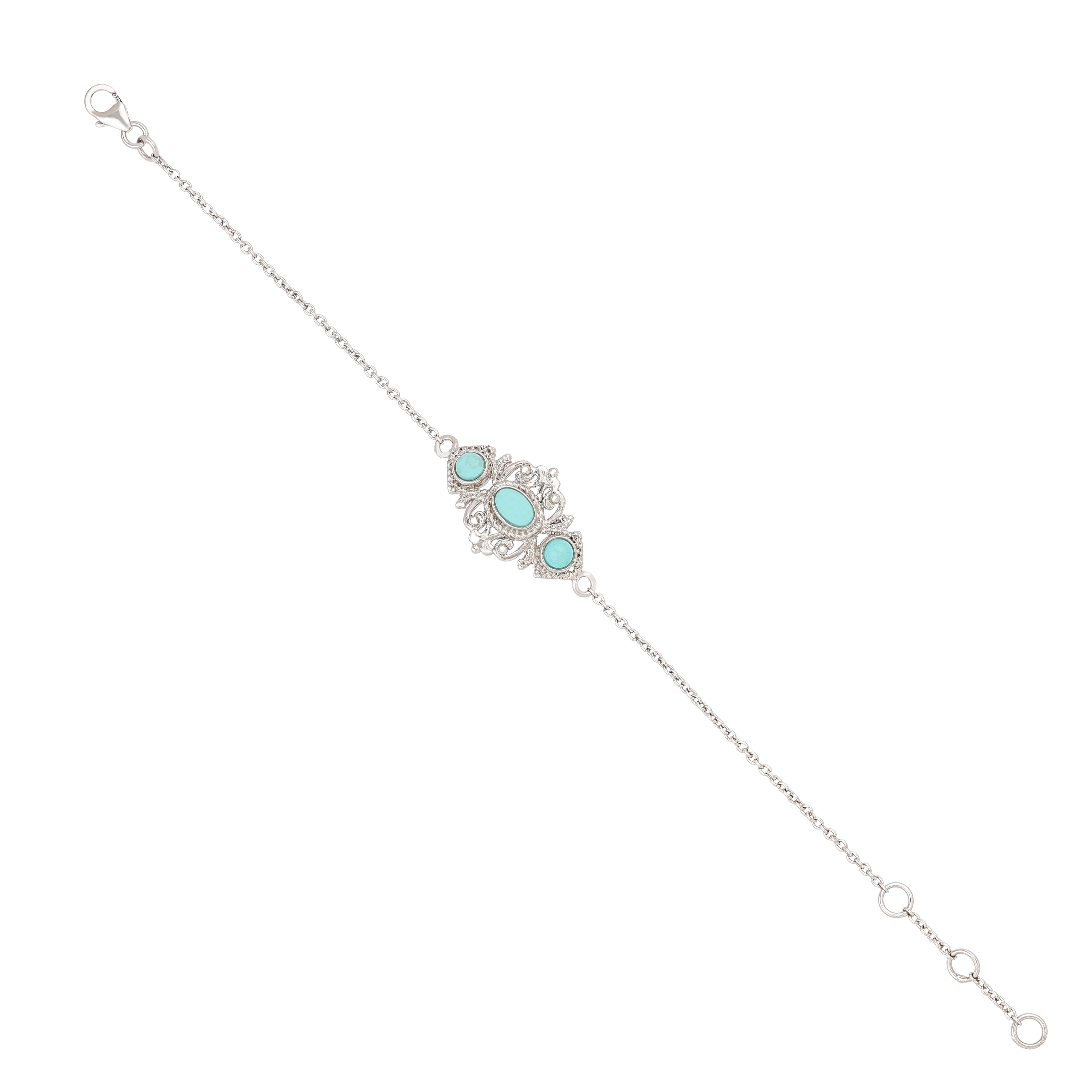 Turquoise Charm 925 Sterling Silver Designer Bracelet