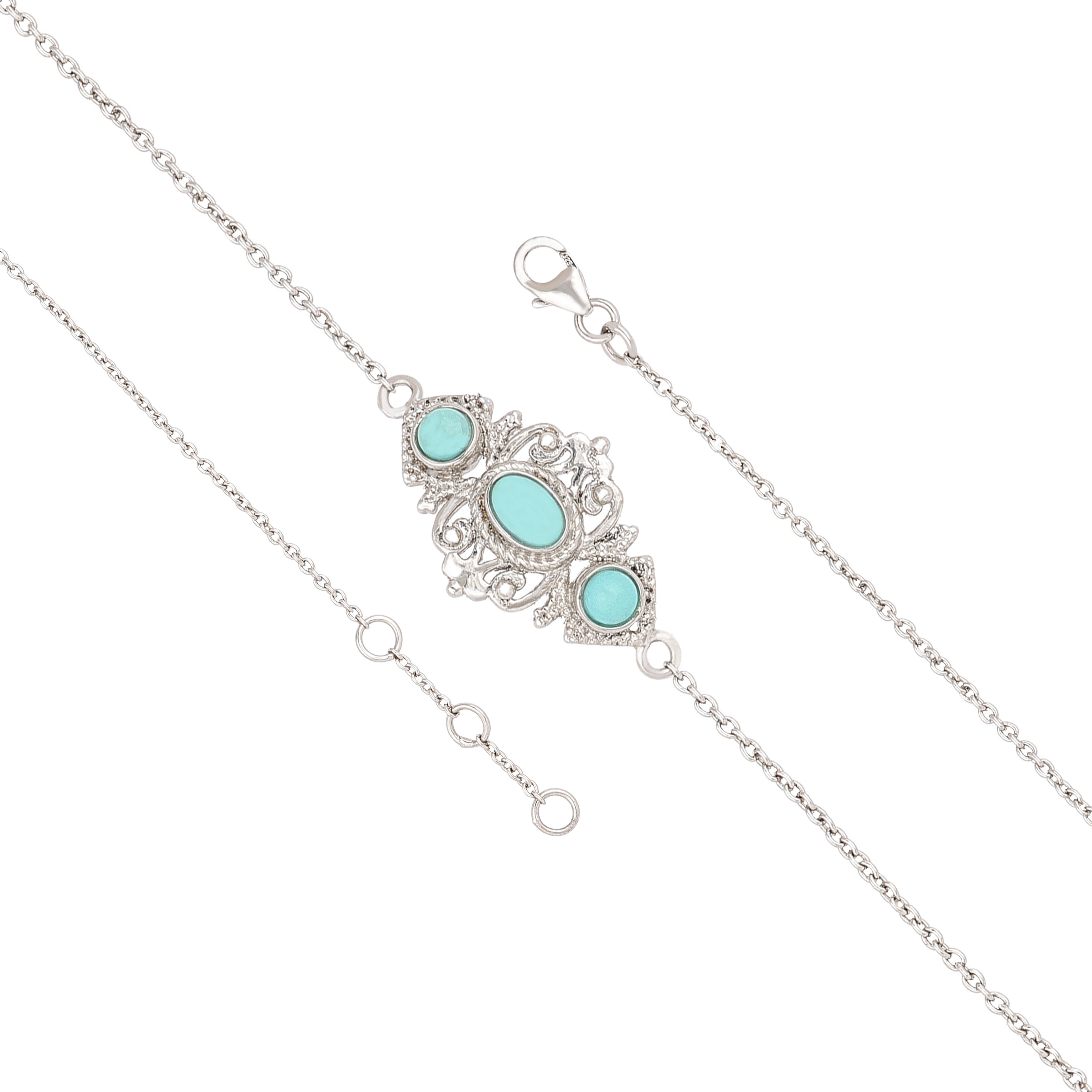 Turquoise Charm 925 Sterling Silver Designer Bracelet