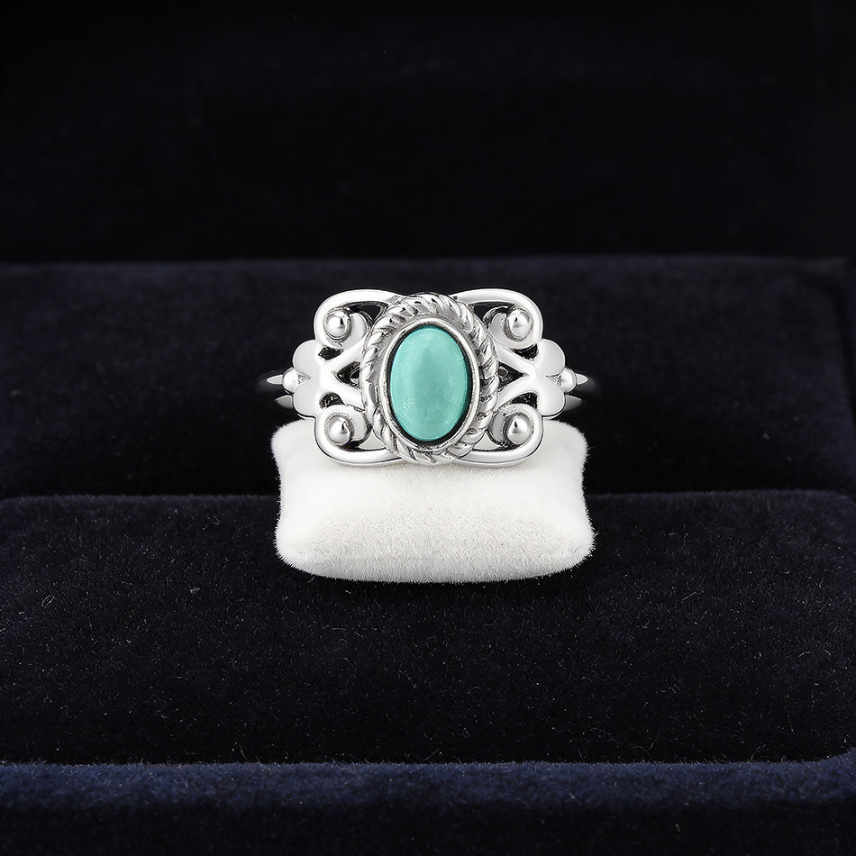Turquoise Royal Oval 925 Sterling Silver Elegant Ring