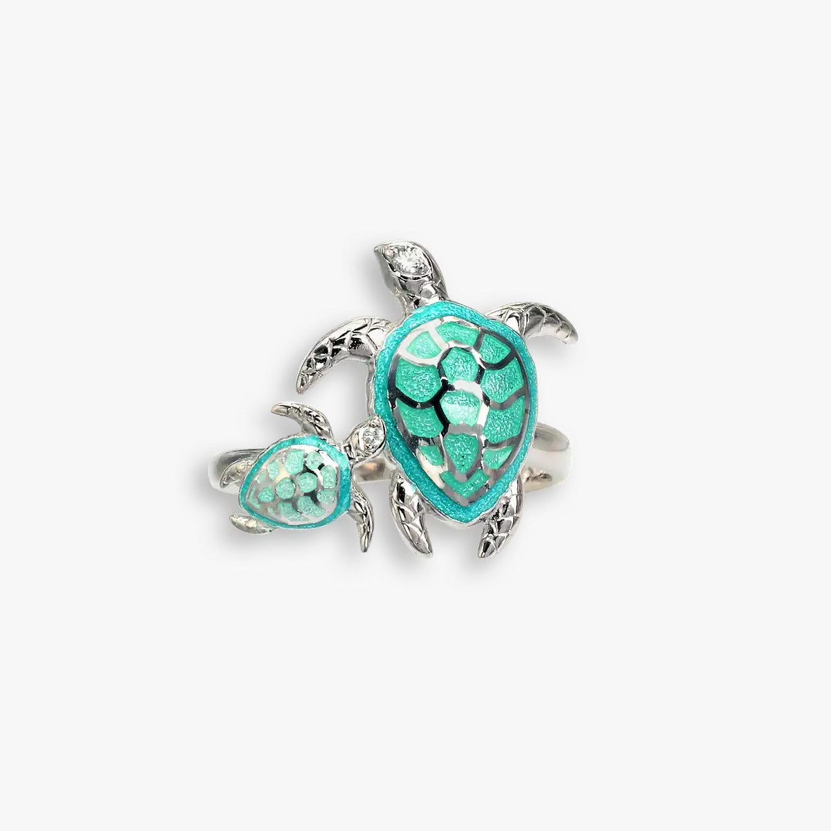 Turtle Tot Rhodium Mothers Love Rings