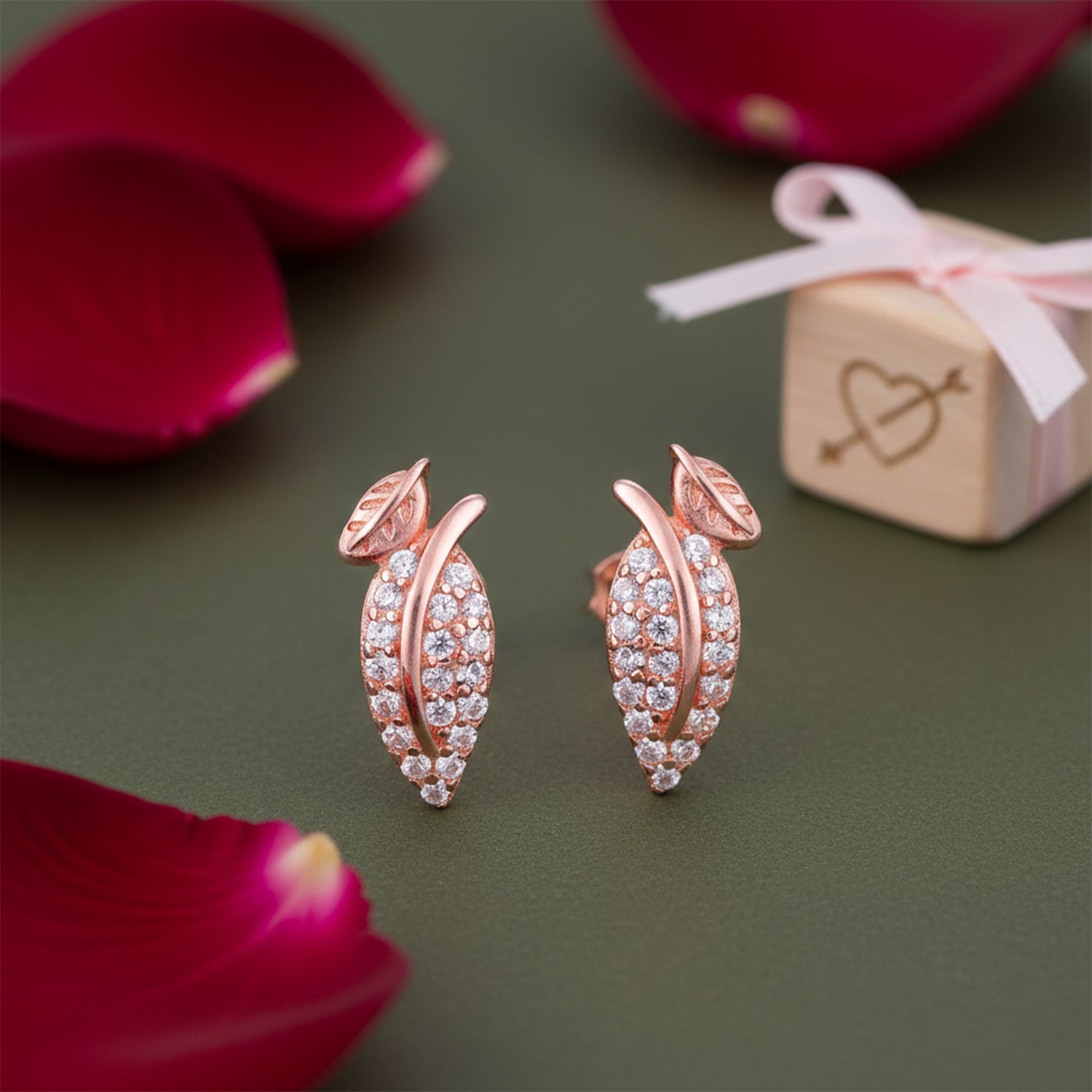 Twilight Leaf Brilliance 925 Sterling Silver Earrings for Women