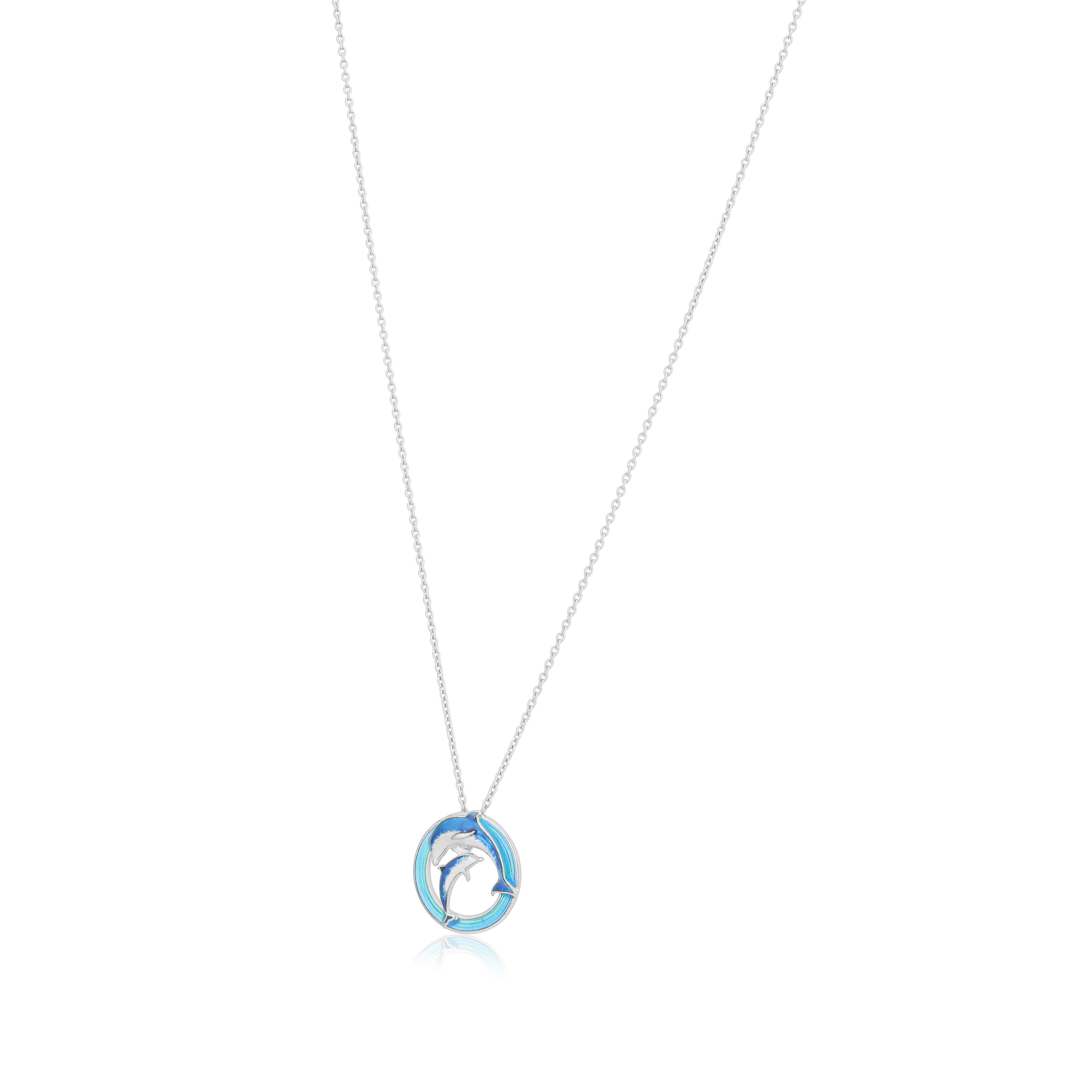 Twin Dolphins 925 Rhodium Plated Eternal Water Chain Pendants