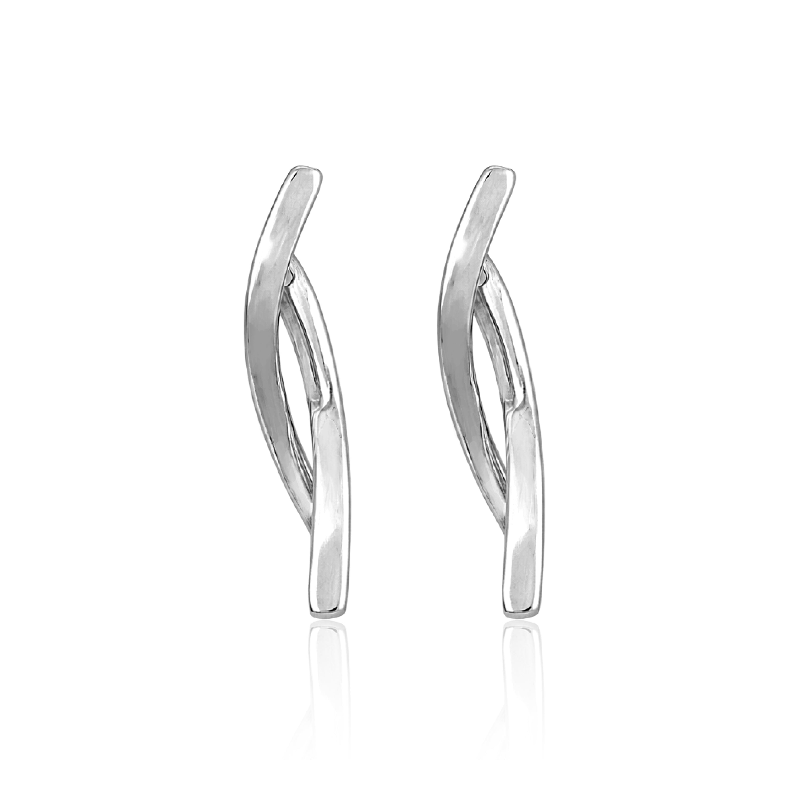 Twist Curve 925 Silver Earrings