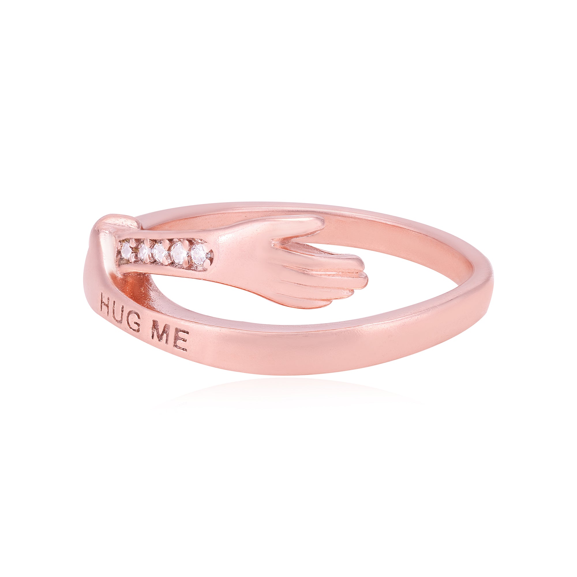 Two Handed Hug Me Rose Gold Plated 925 Rings