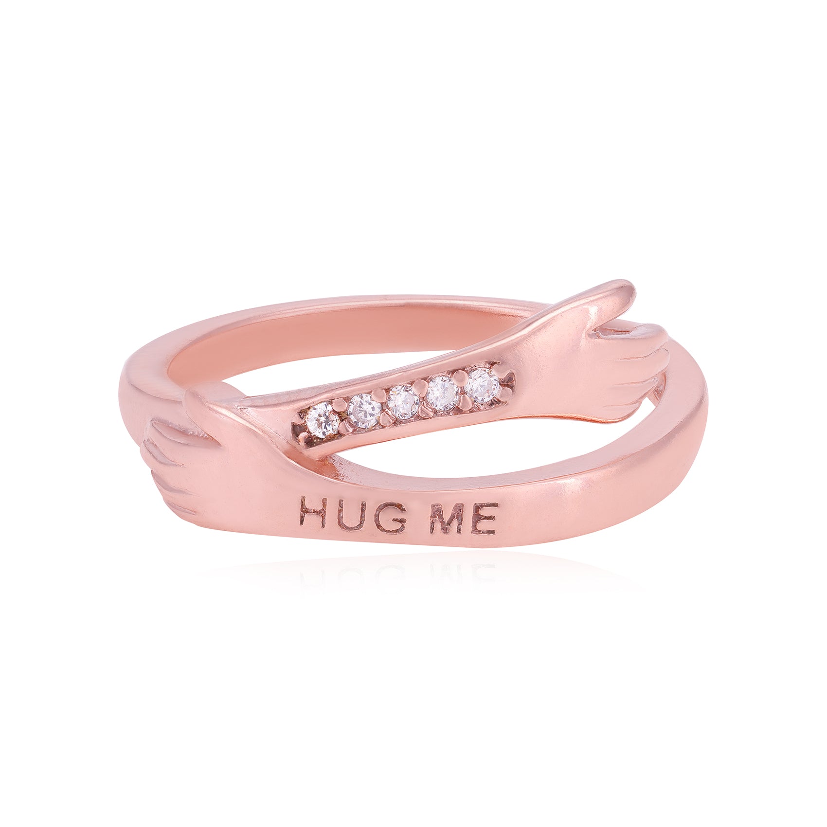 Two Handed Hug Me Rose Gold Plated 925 Rings