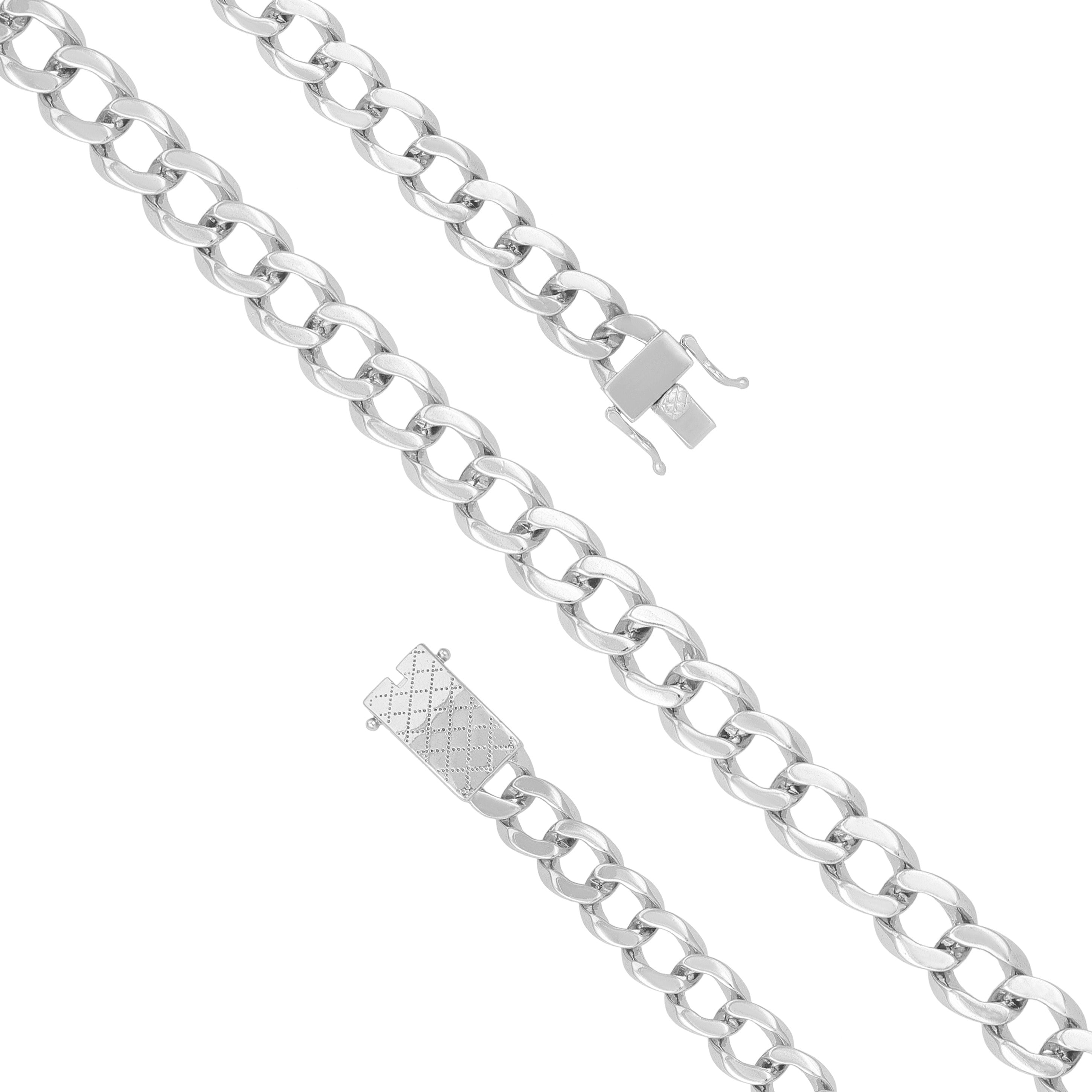 925 Sterling Silver Metro Luxe Cuban Style Statement Rhodium Plated Bracelet for Men