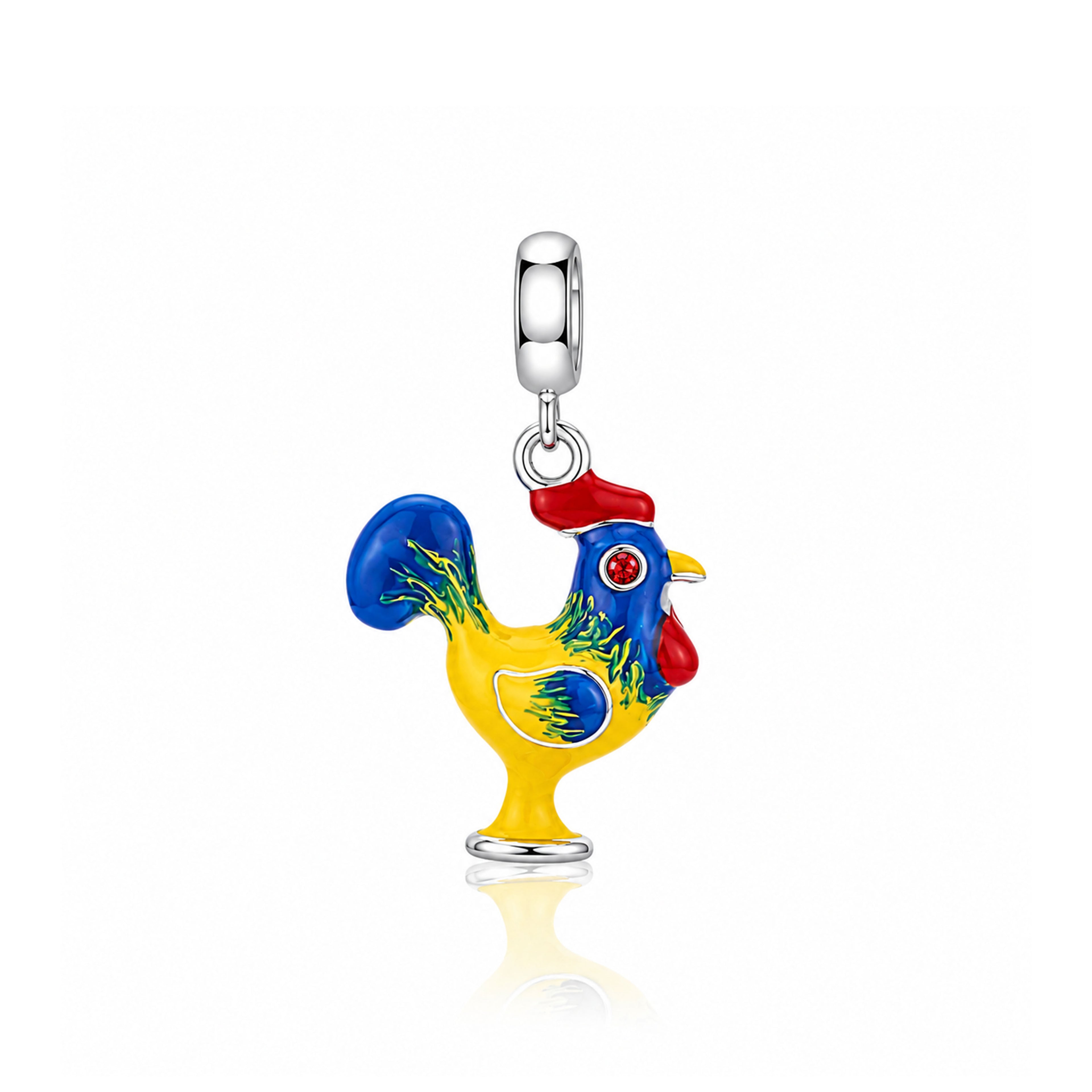 Vibrant Rooster Charm 925 Sterling Silver SignaturePendant