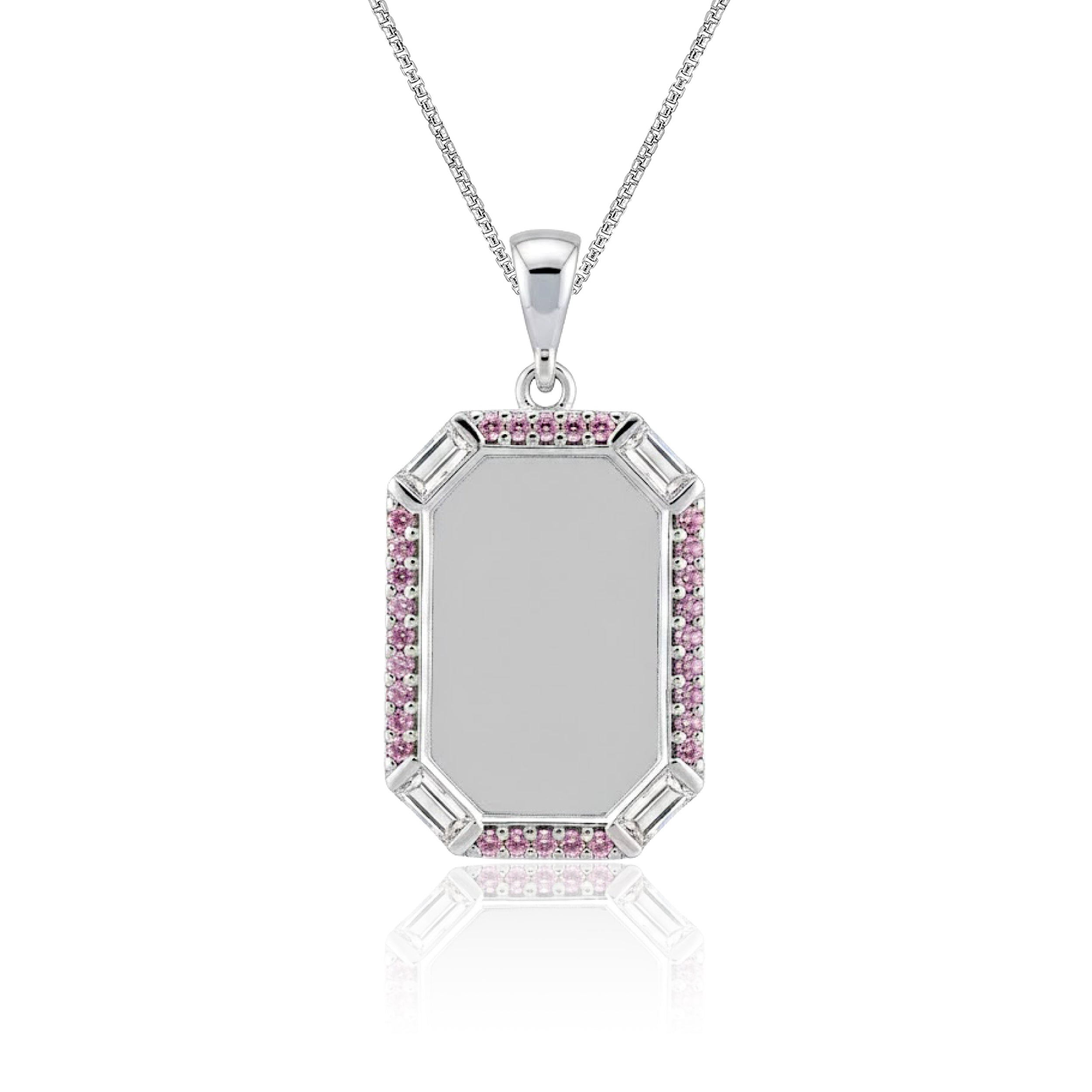 Vintage Octagon Halo 925 Sterling Silver Engraving Pendant for women