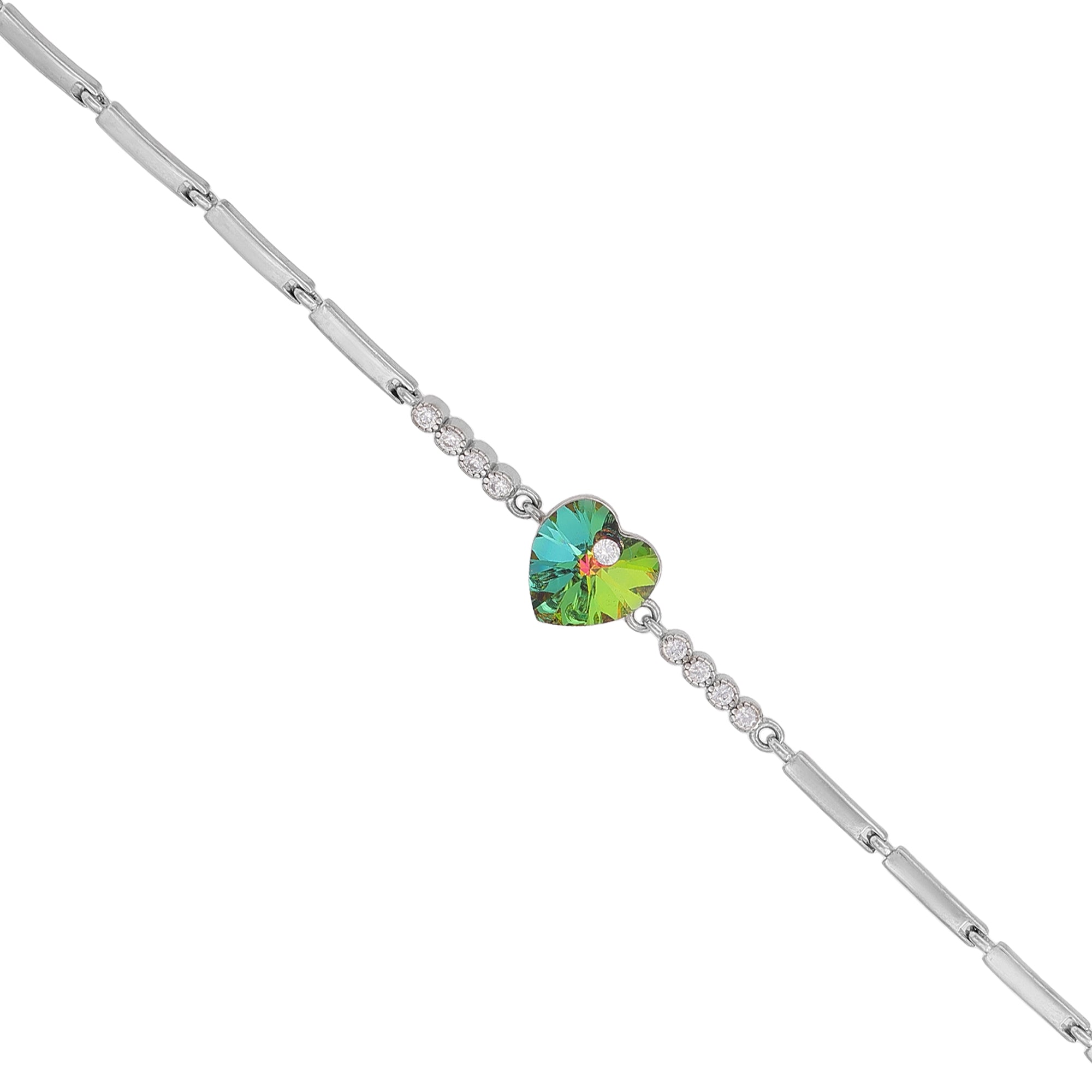 Vitrail Heart Rhodium 925 Multicoloured Glass Detailing Bracelets