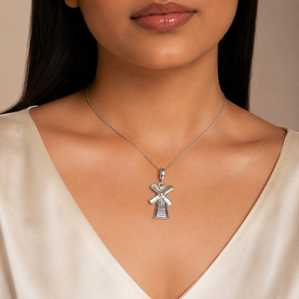 Whispering Windmill 925 Sterling Silver Timeless Beauty Pendant