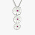 White Enamel Petals Centered Pink Rhodium  925 Cascade Chain Pendants