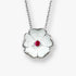 White Enamel Petals Centered Pink Rhodium 925 Chain Pendants