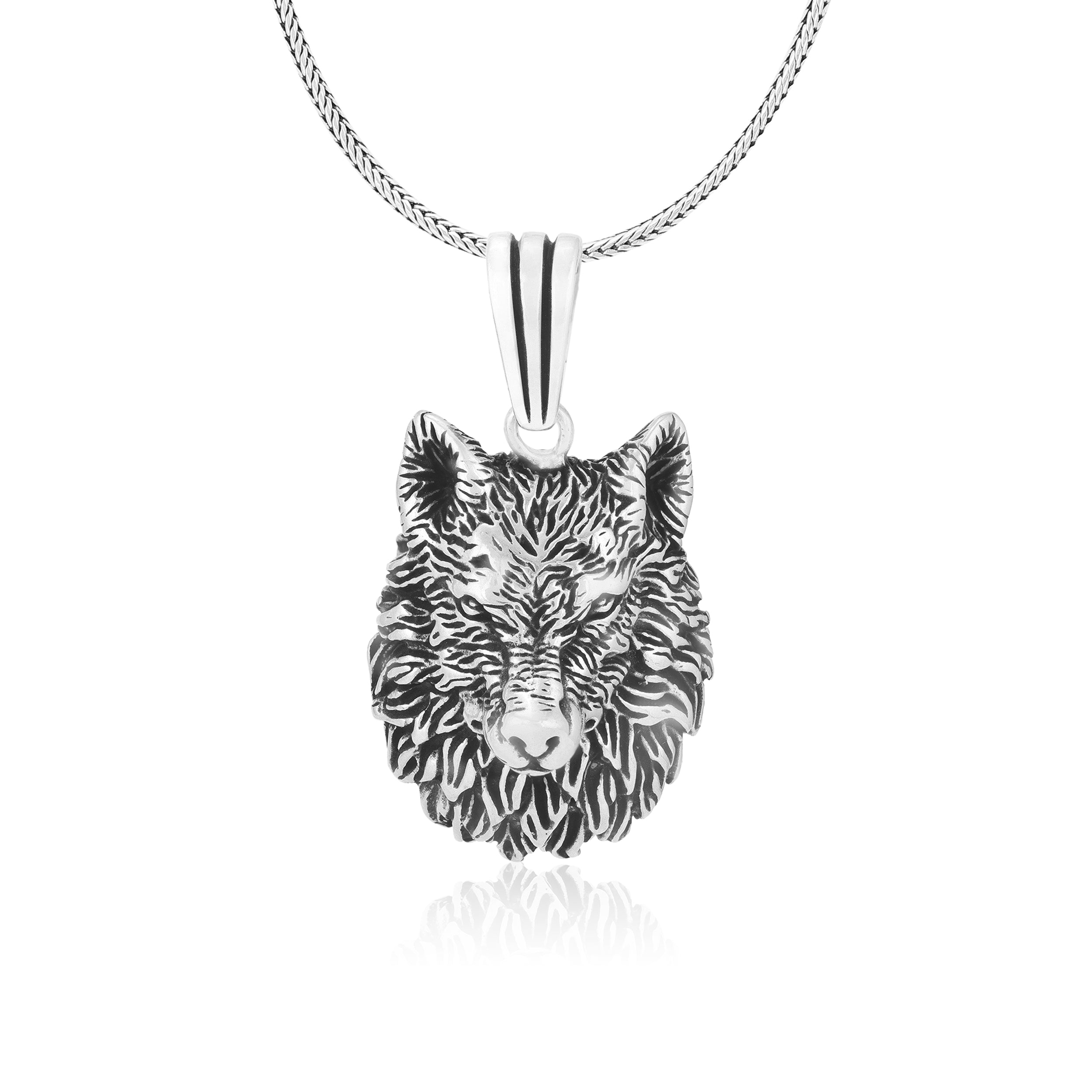 Wild Furry Wolf Oxidised Pendant