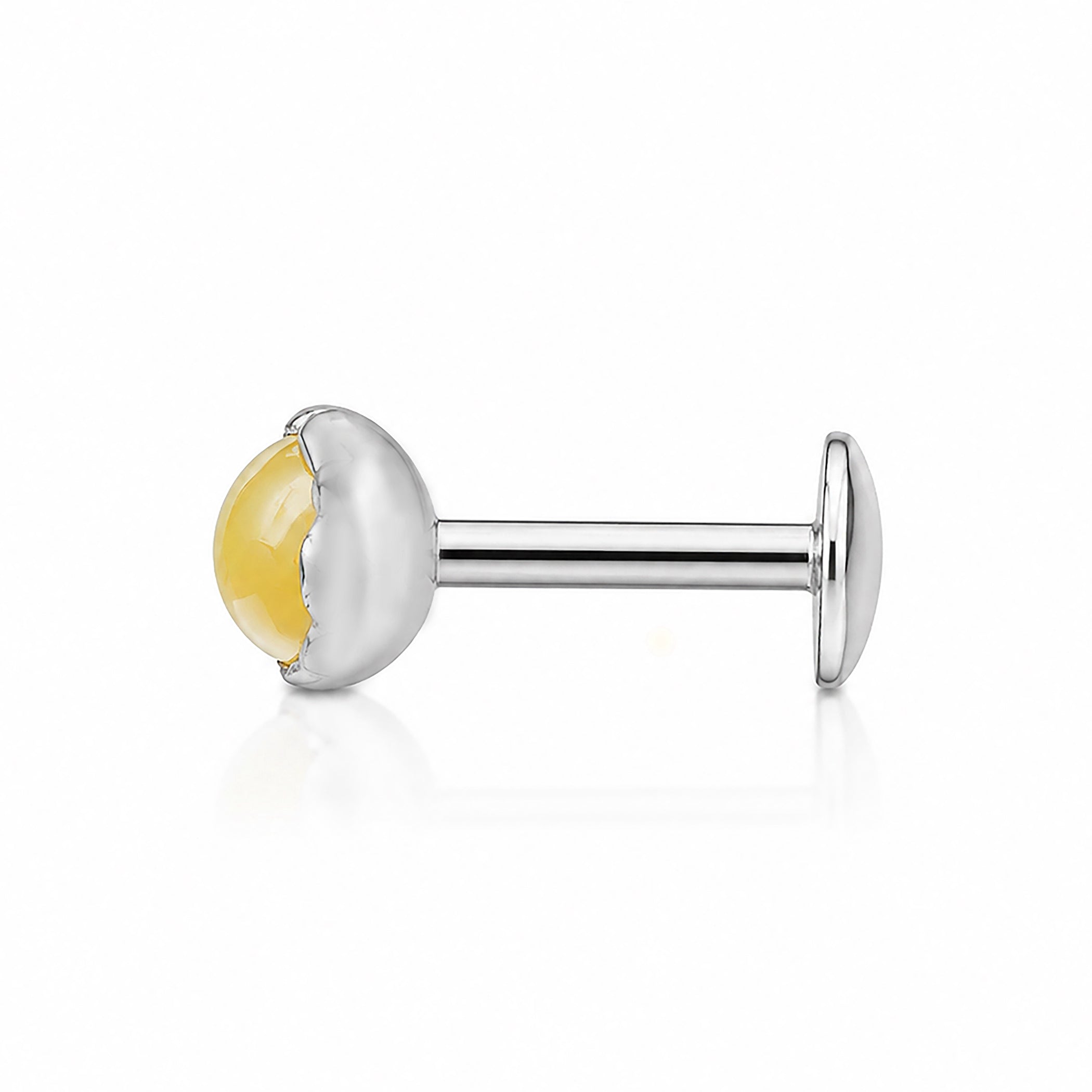 Yellow Gemstone Bezel Silver NosePin