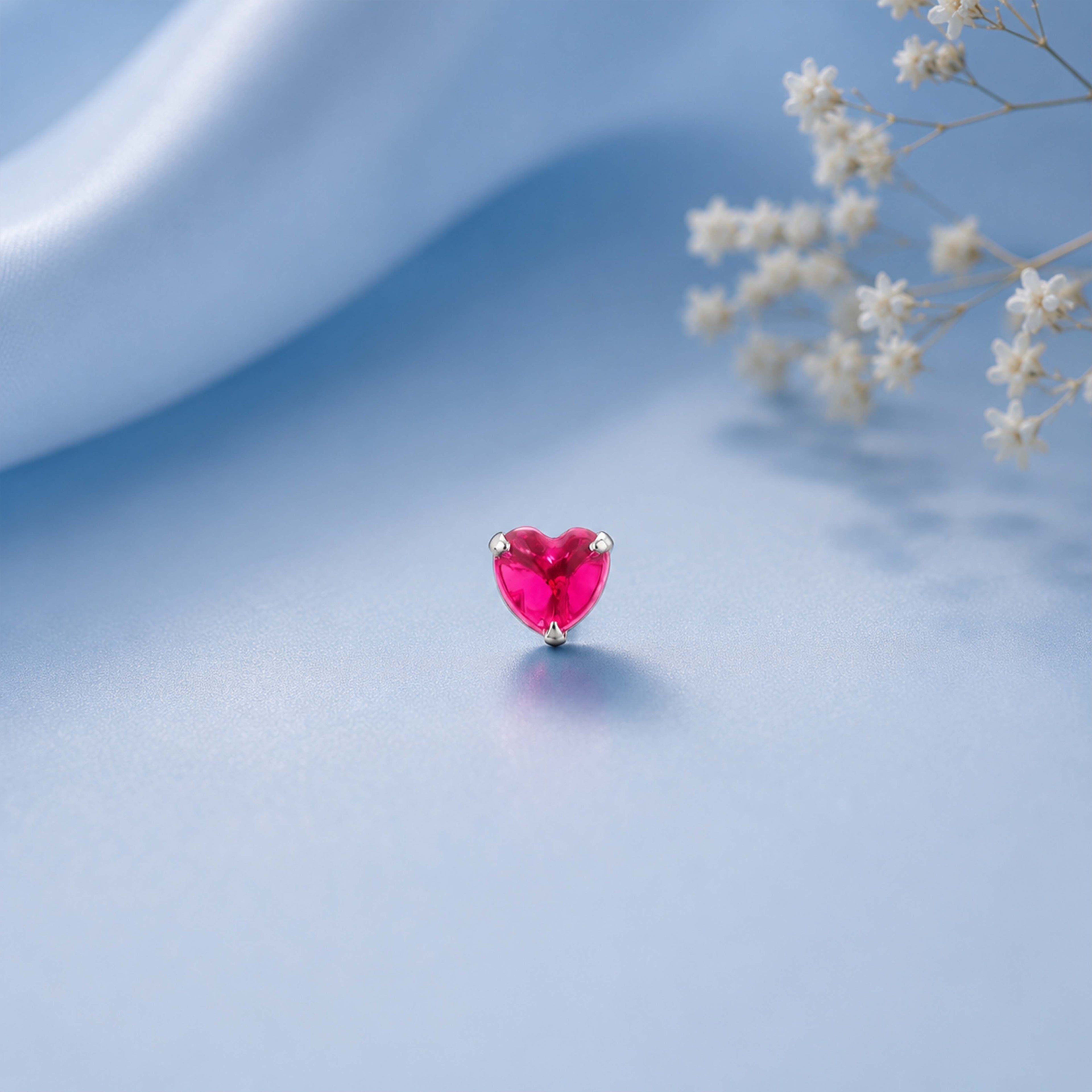 pink heart gemstone nosepin