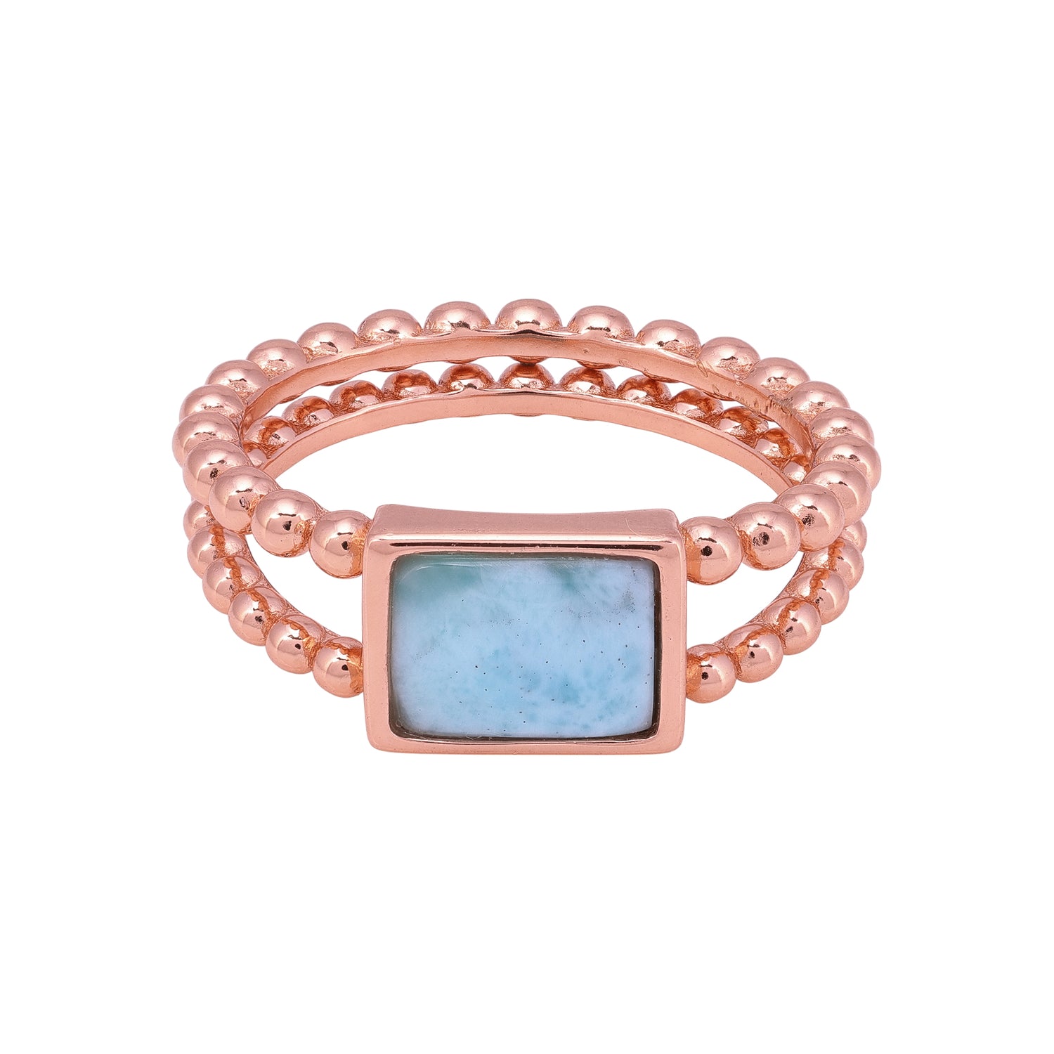 925 sterling Silver Rose Gold Rectanora Beaded Frame Ring For Women