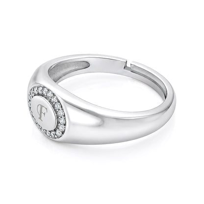 Initial Letter F Signet Sterling Silver Ring