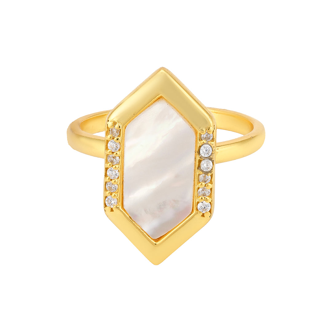 925 Gold Plated Hexagon Ring