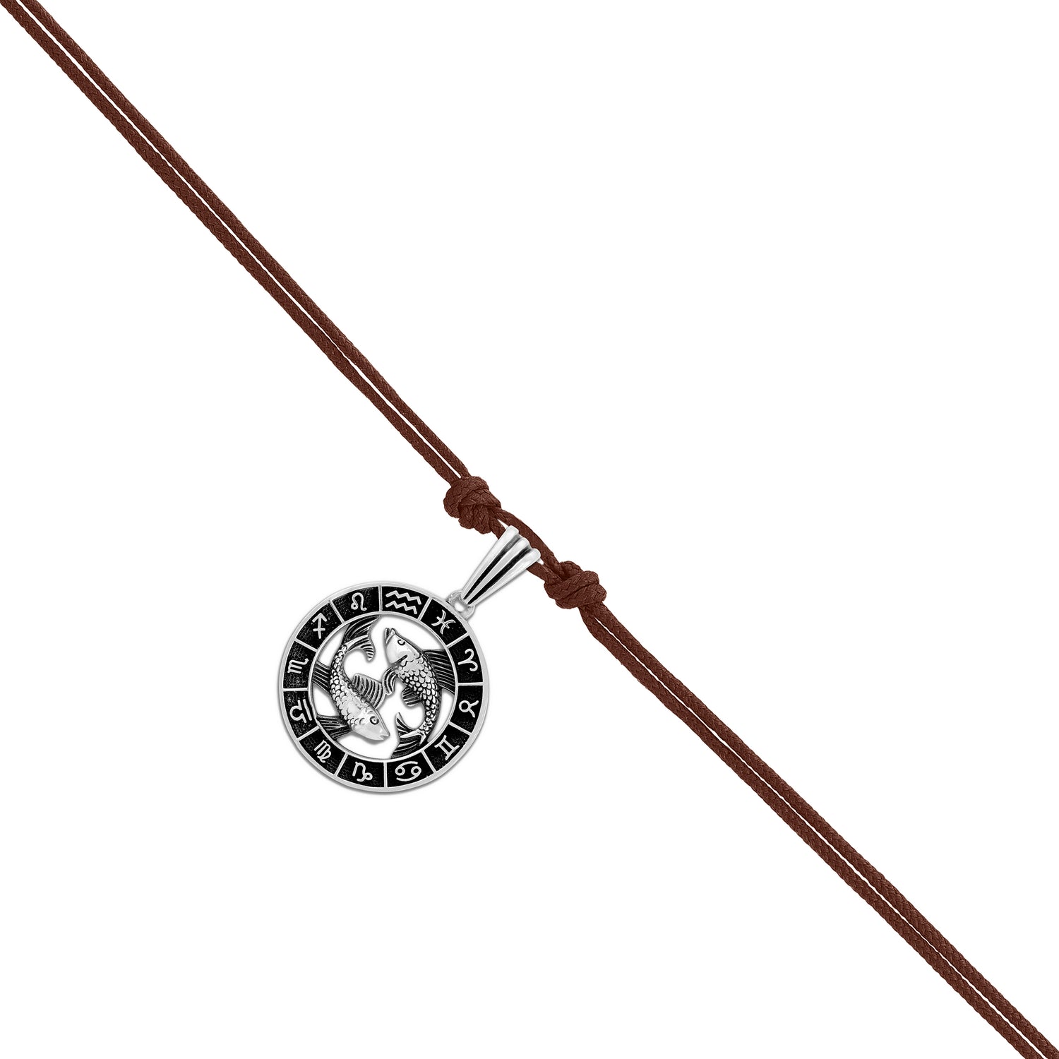 925 Compassionate Pisces Oxidised Zodiac Pendant