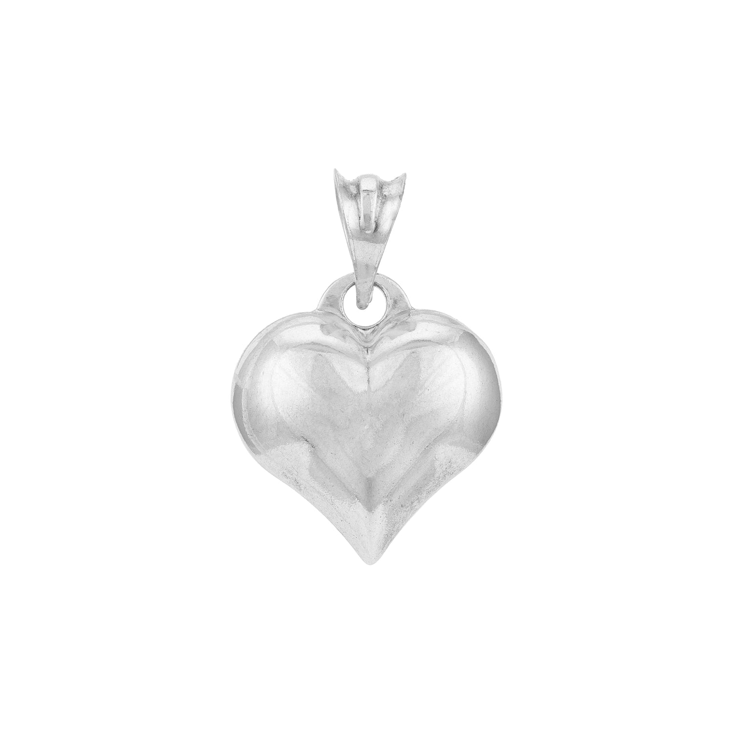Silver heart-shaped pendant on a white background