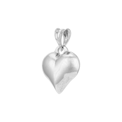Silver heart-shaped pendant on a white background