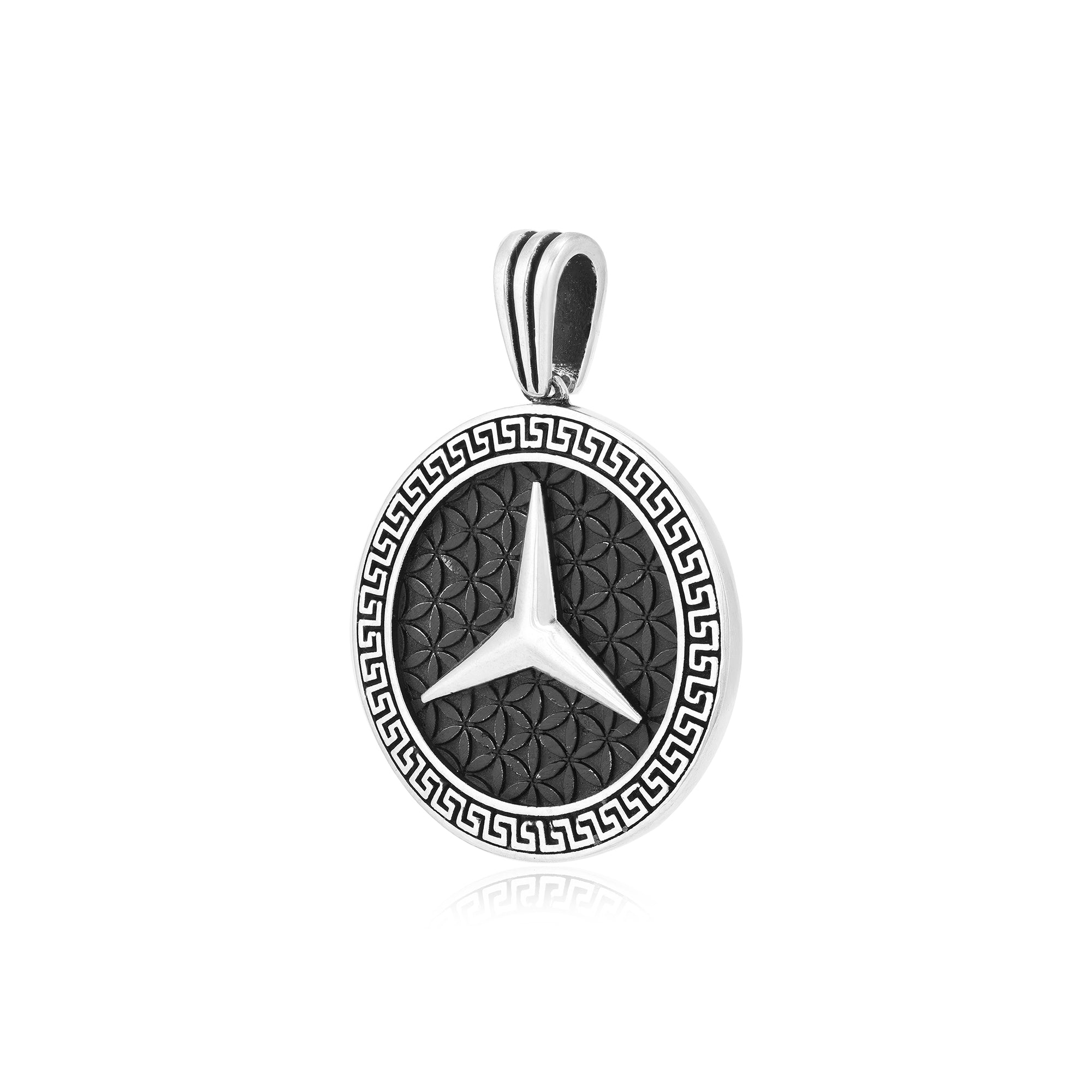 Star Of Mercedes Benz Oxidised Pendant