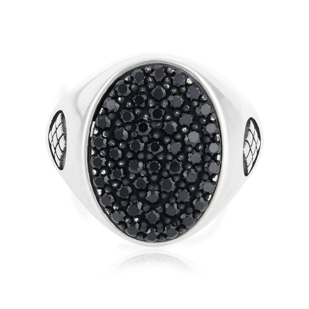 Oval Dark stoned Sterling Silver Ring