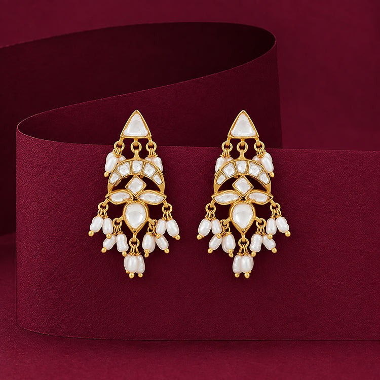 925 Chandelier Polki Pearl Earrings