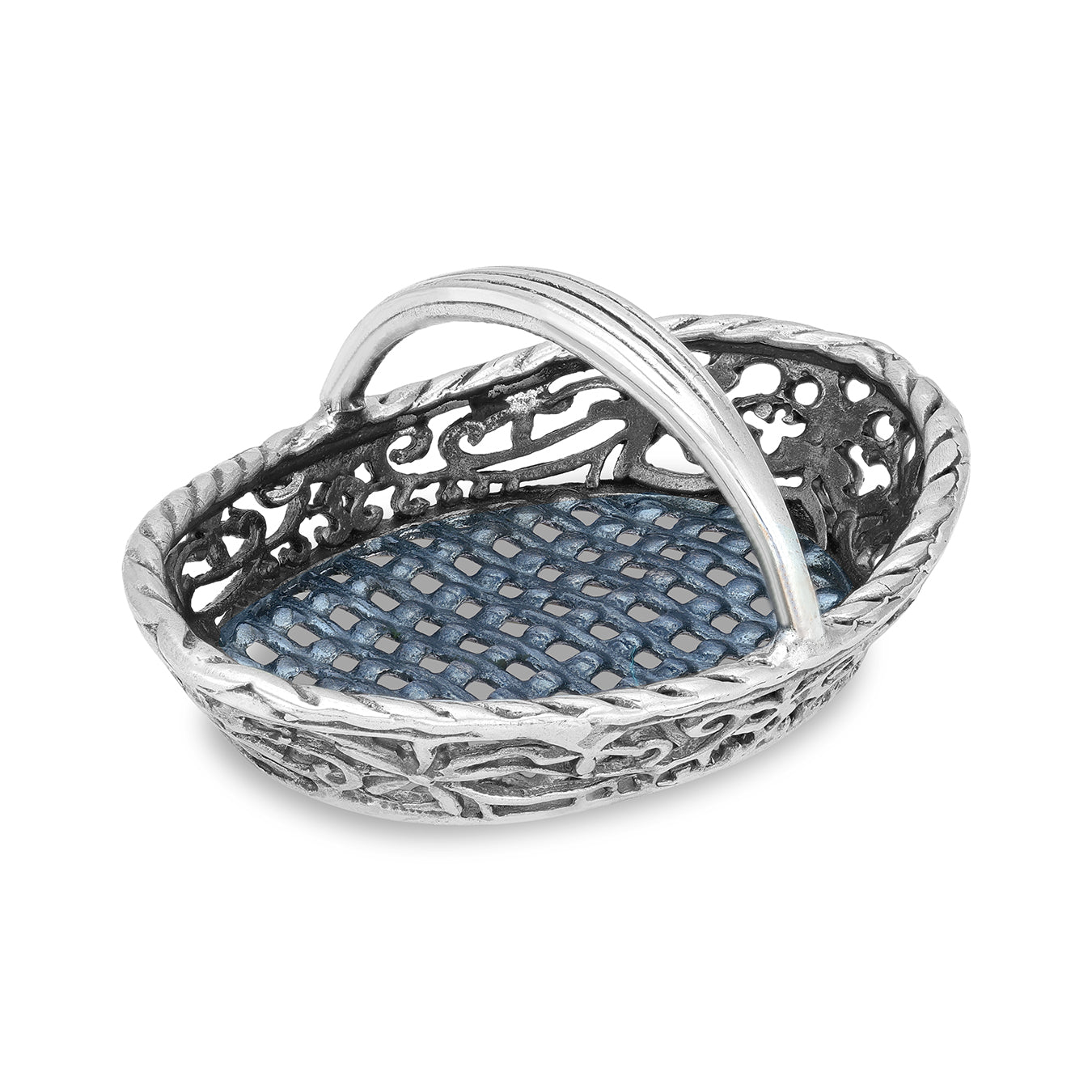 925 Floral Basket Sterling Silver Miniature