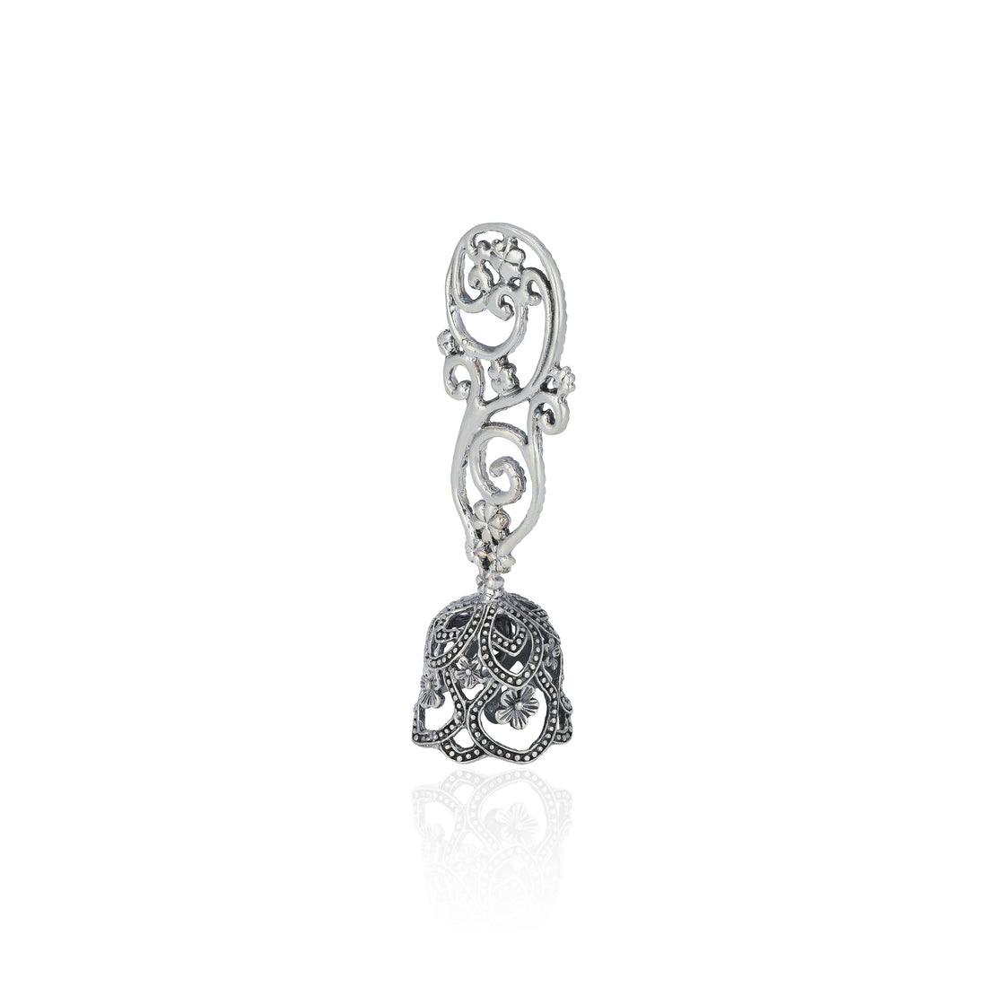 925 Floral Engraved Bell Sterling Silver Miniature