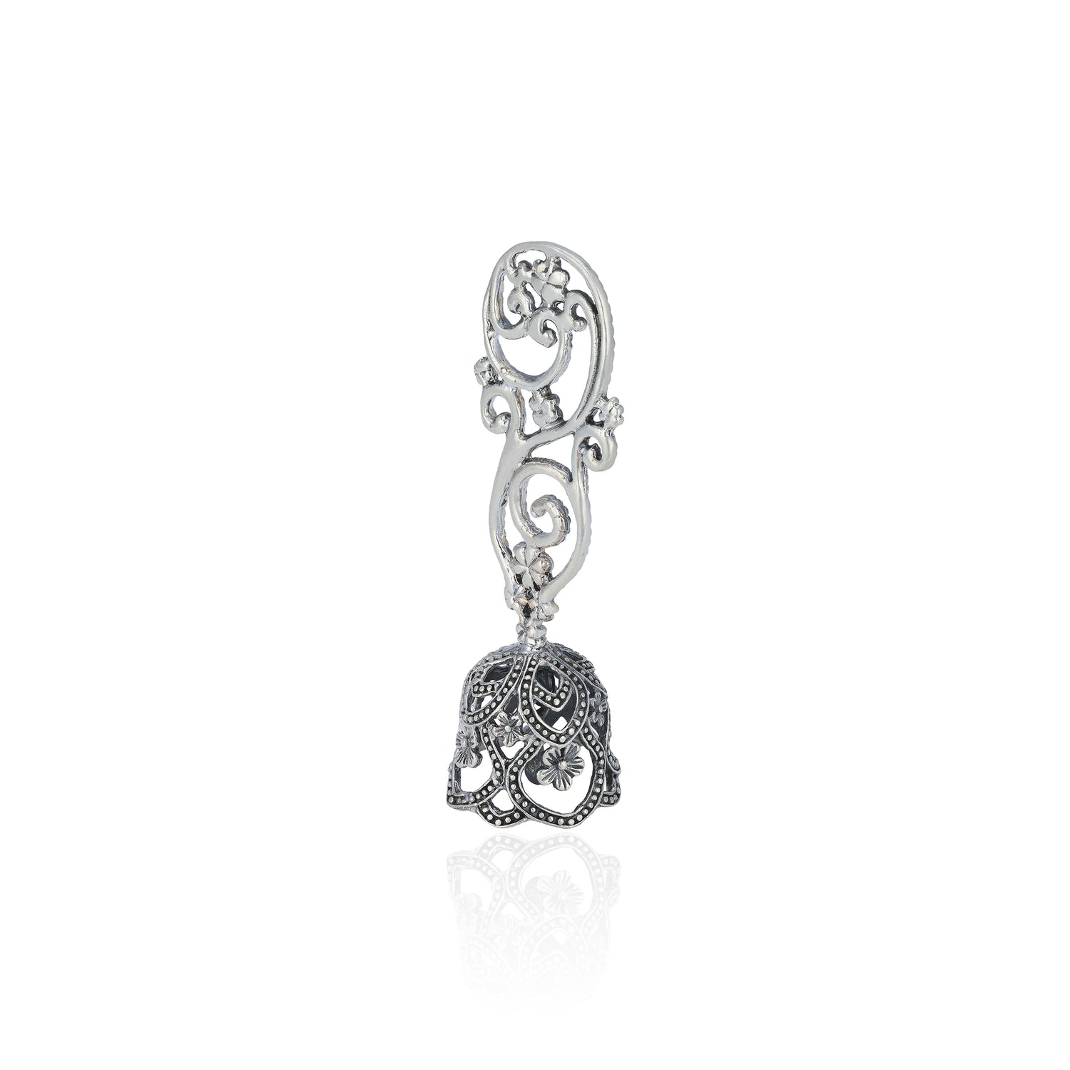 925 Floral Engraved Bell Sterling Silver Miniature
