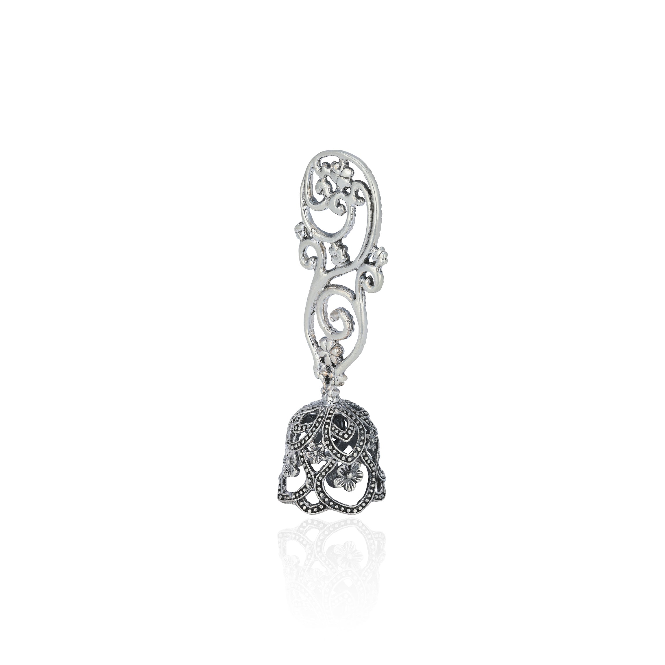 925 Floral Engraved Bell Sterling Silver Miniature