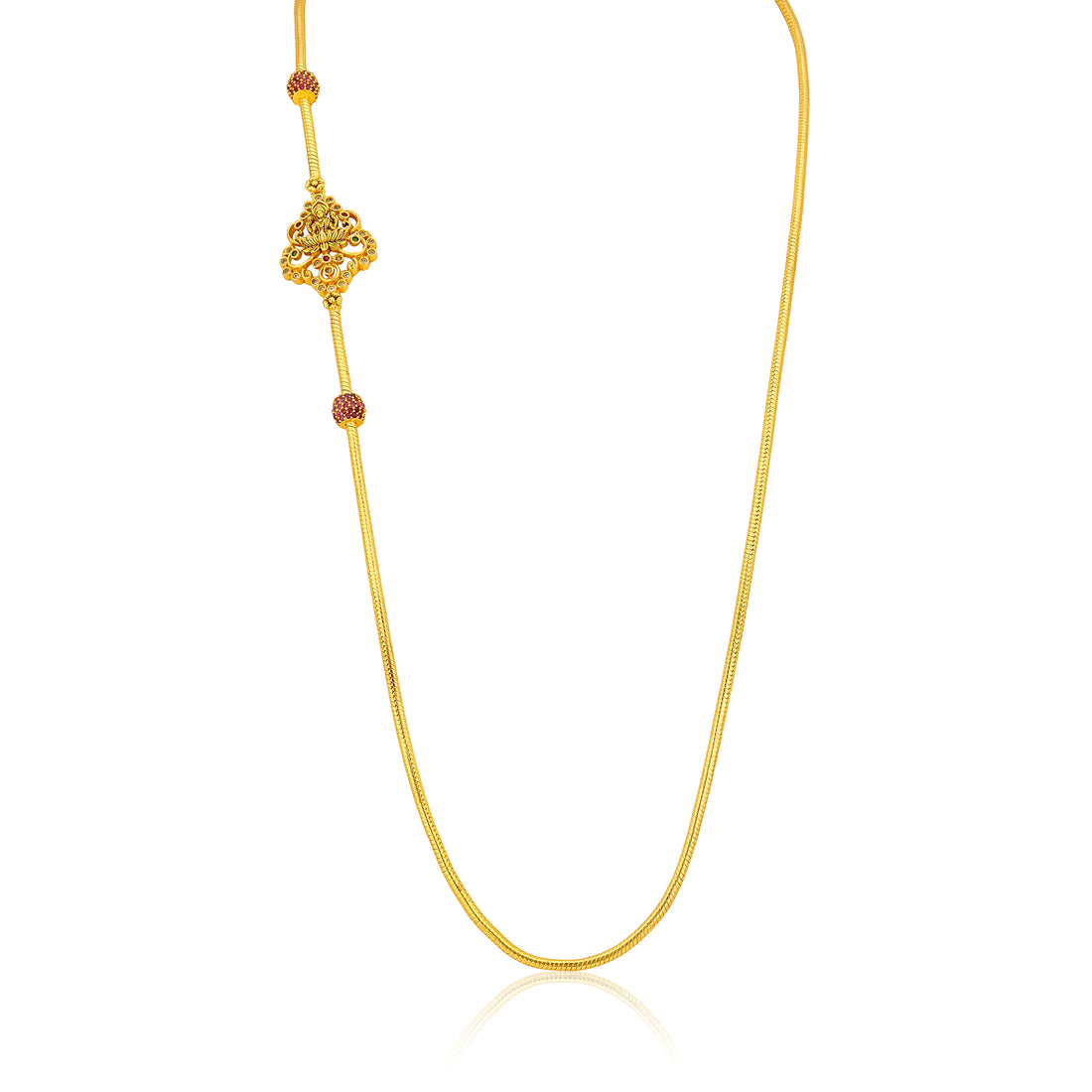 925 Gold Plated Traditional Balls Lakshmi Mugappu Chain For Women
